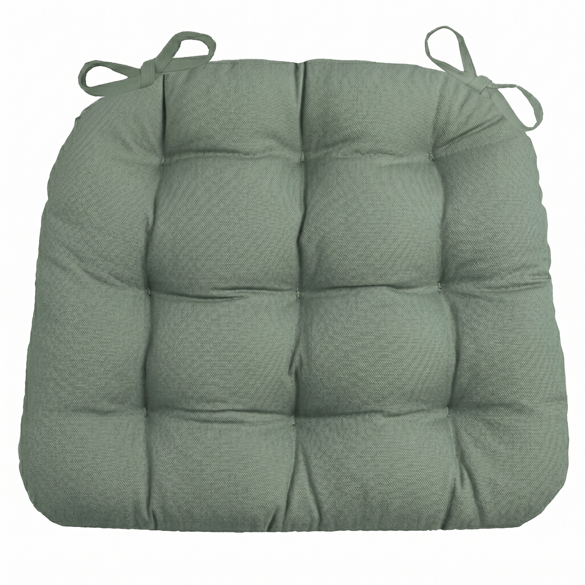 Cotton Duck Thyme Green Solid Color Dining Chair Pads - Made in USA - 100% Cotton - Machine Washable