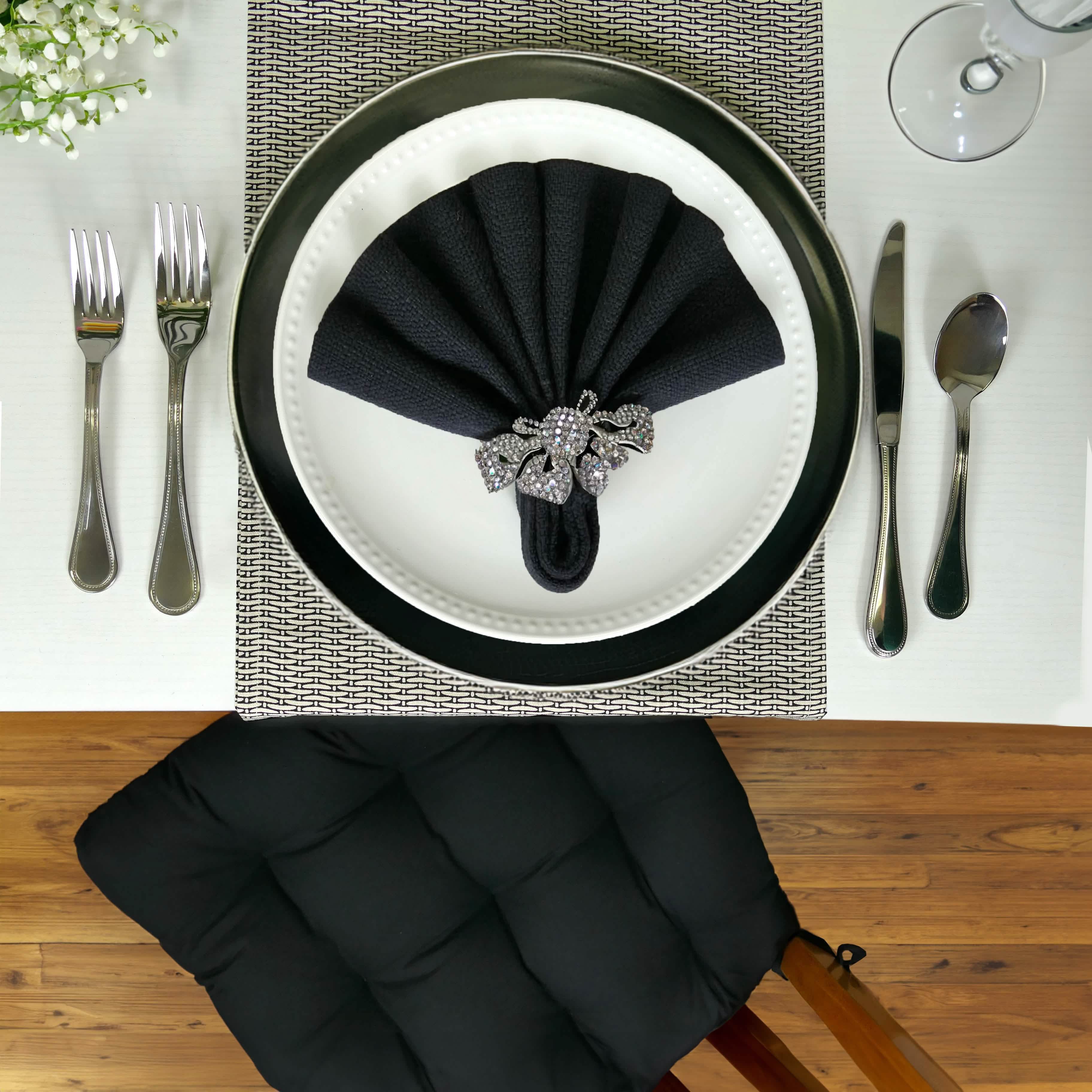 Cotton Duck Black Cloth Napkins Set of 4 or Set of 8