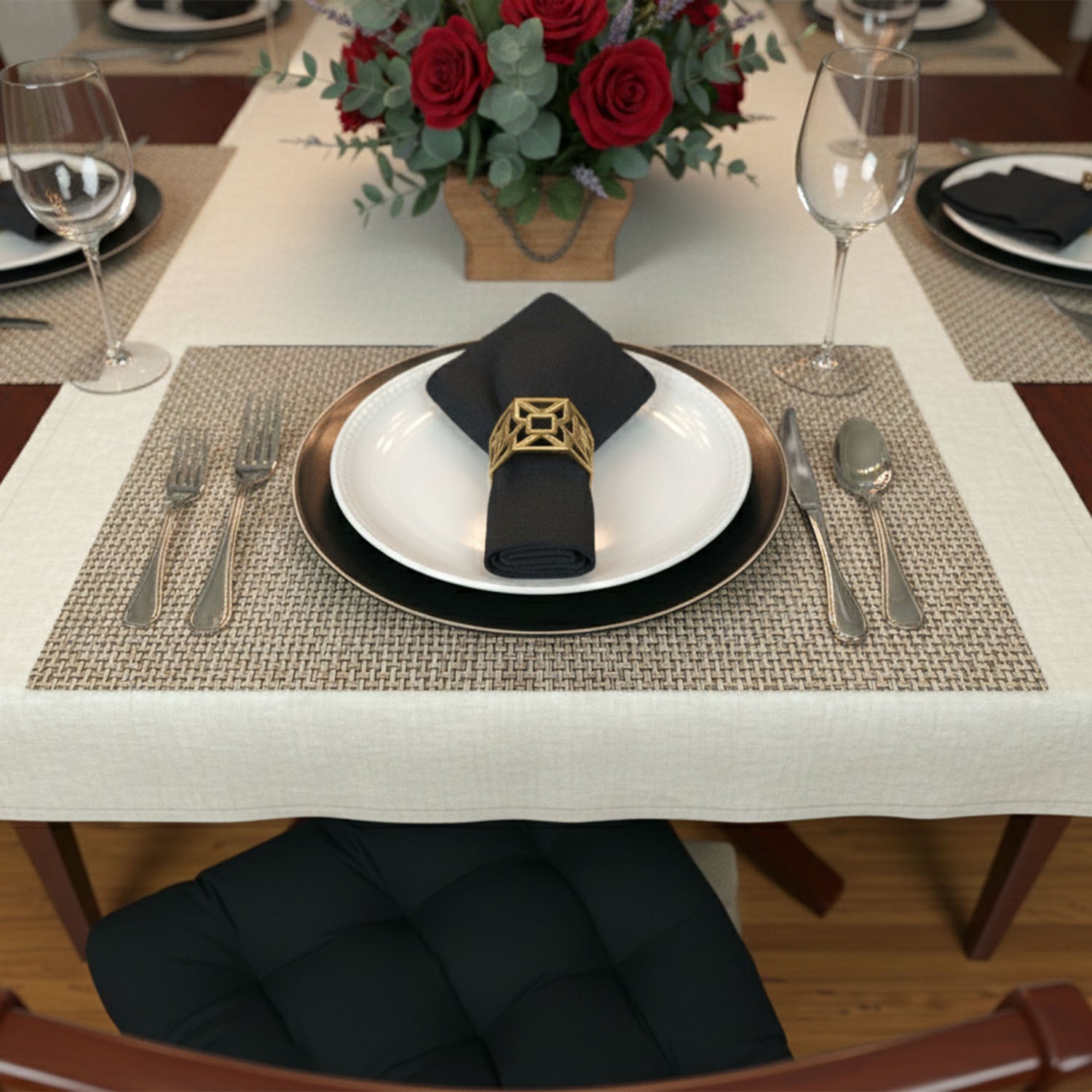 Cotton Duck Black Cloth Napkins Set of 4 or Set of 8