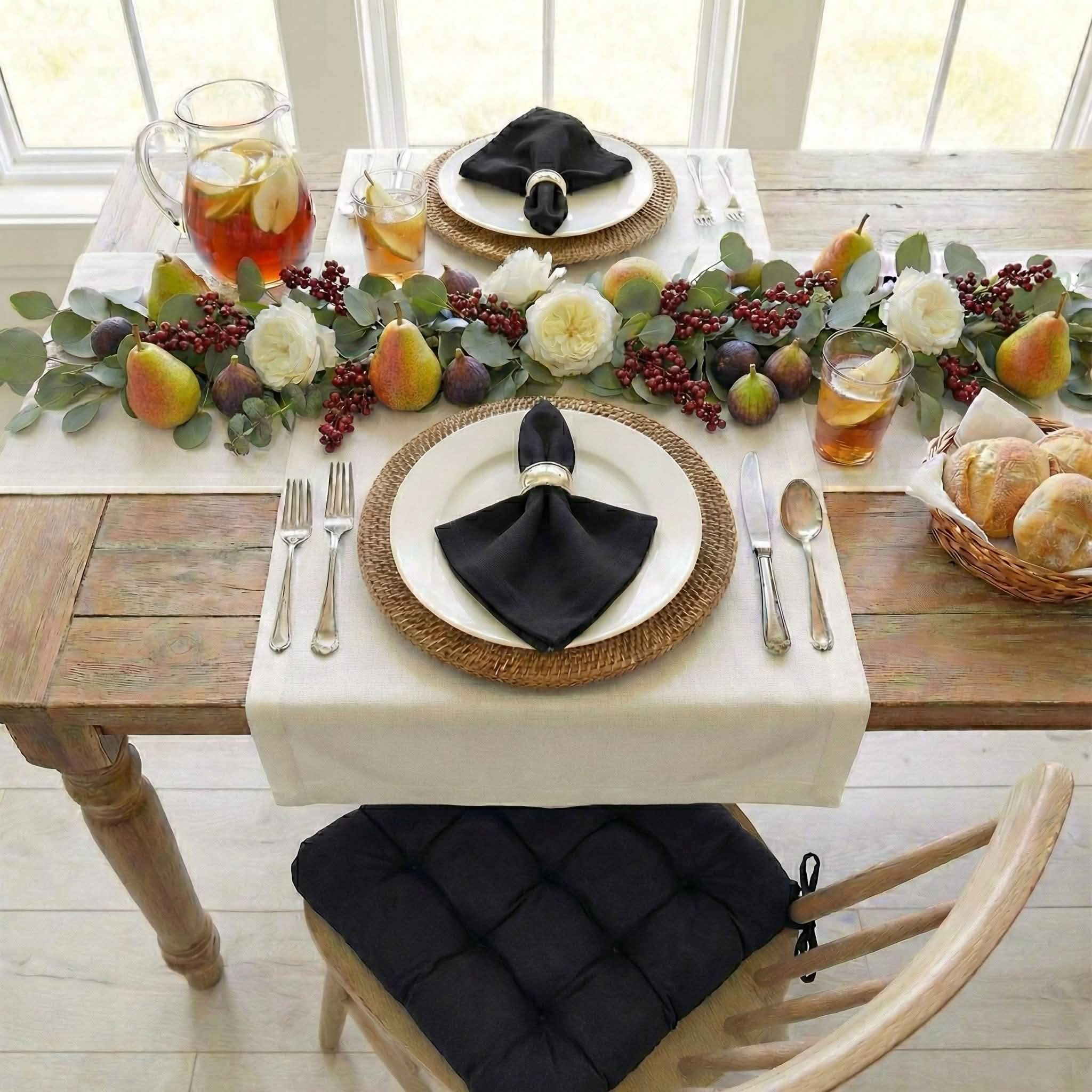 Cotton Duck Black Cloth Napkins - Set of 8
