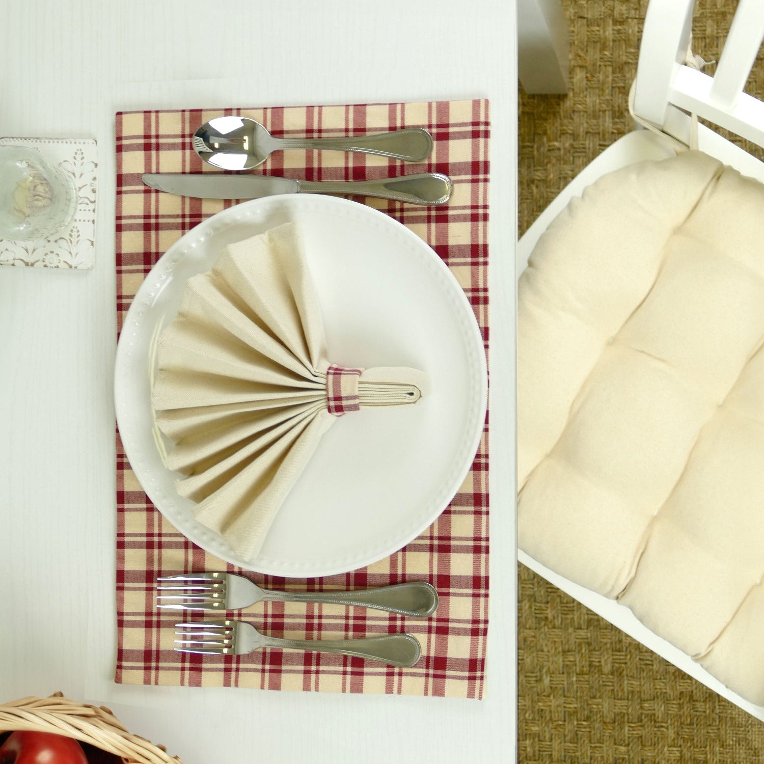 Cotton Duck Natural Dining Chair Pads - Never Flatten Chair Cushion Unbleached Cotton