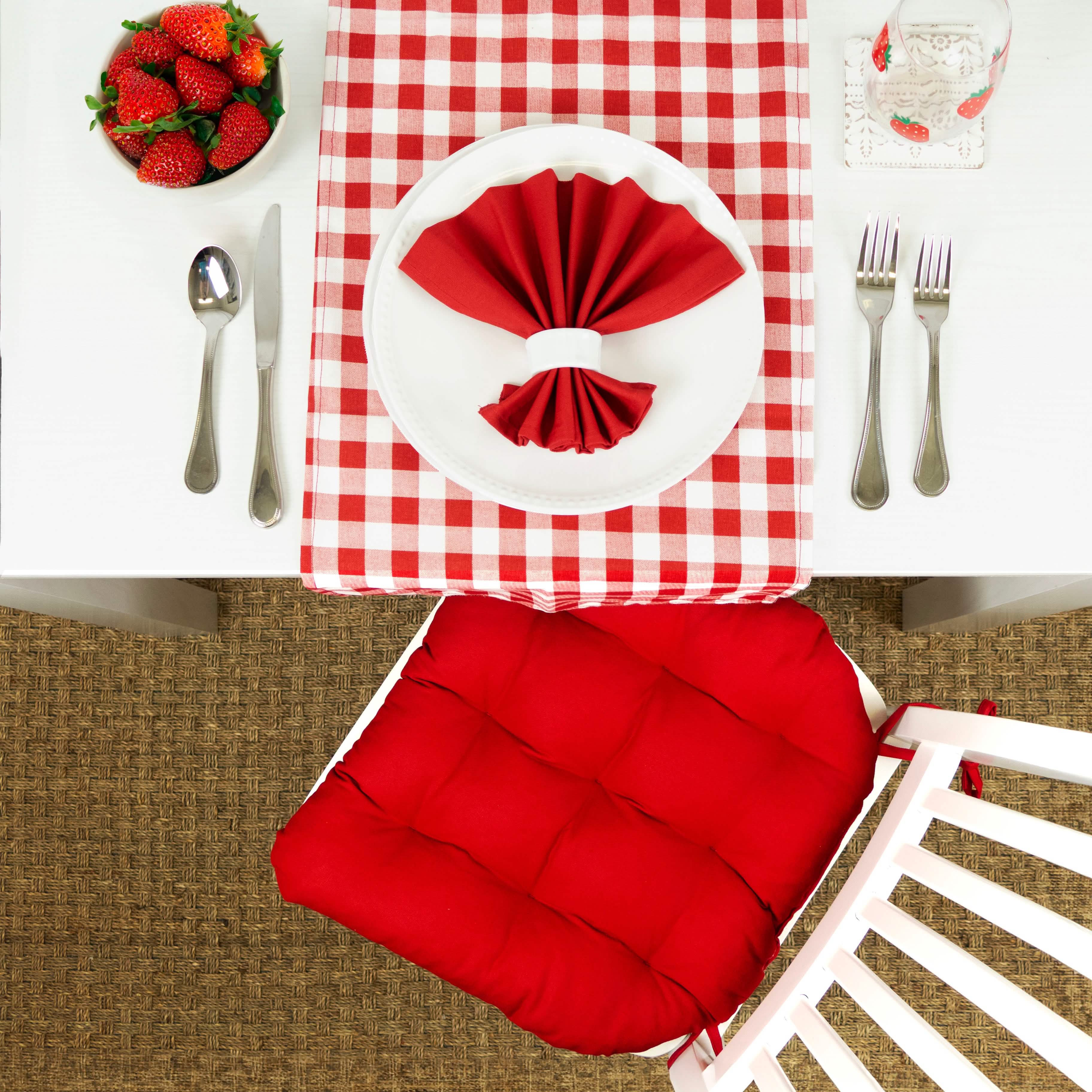 Cotton Duck Red Cloth Napkins - Set of 8