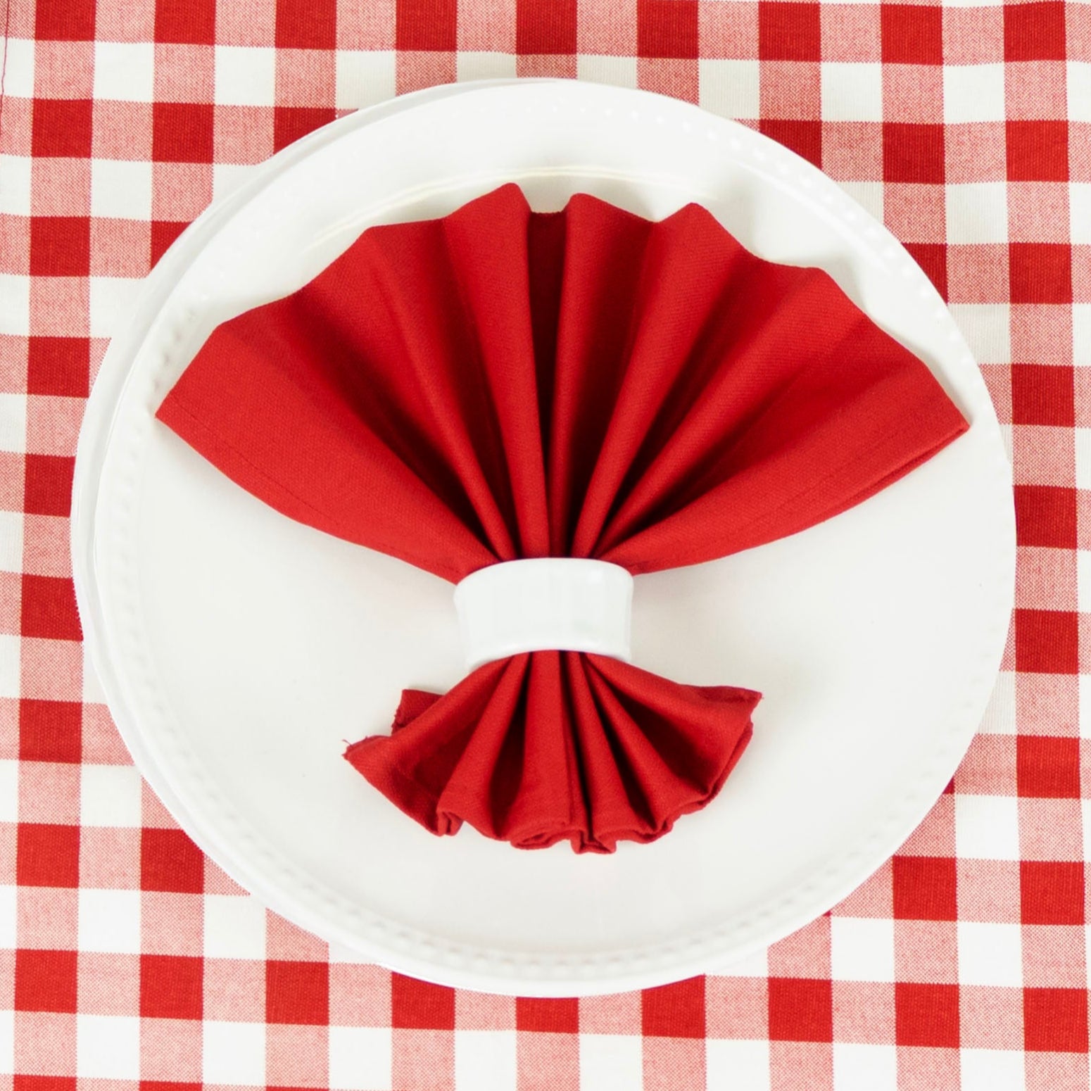 red cotton cloth napkin