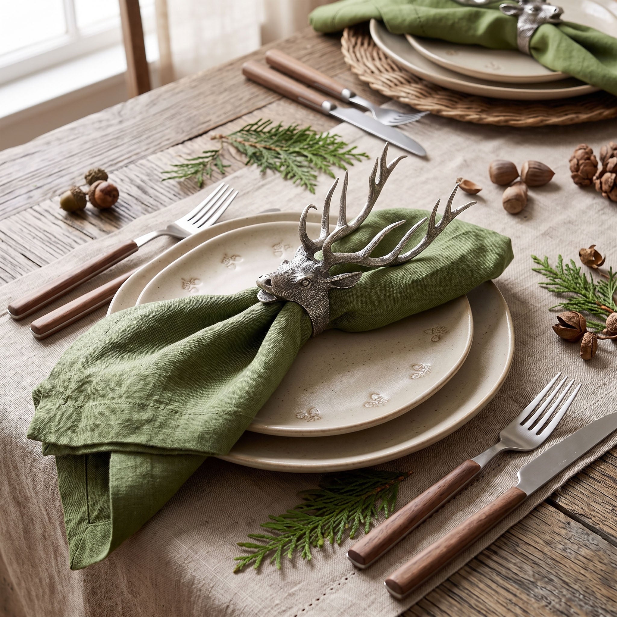 Elk Head Napkin Ring - Pewter Rustic Lodge Decor