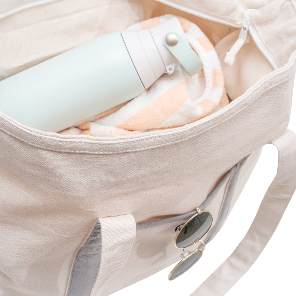 Extra Large Canvas Tote - 100% Organic Cotton, Zipper Close