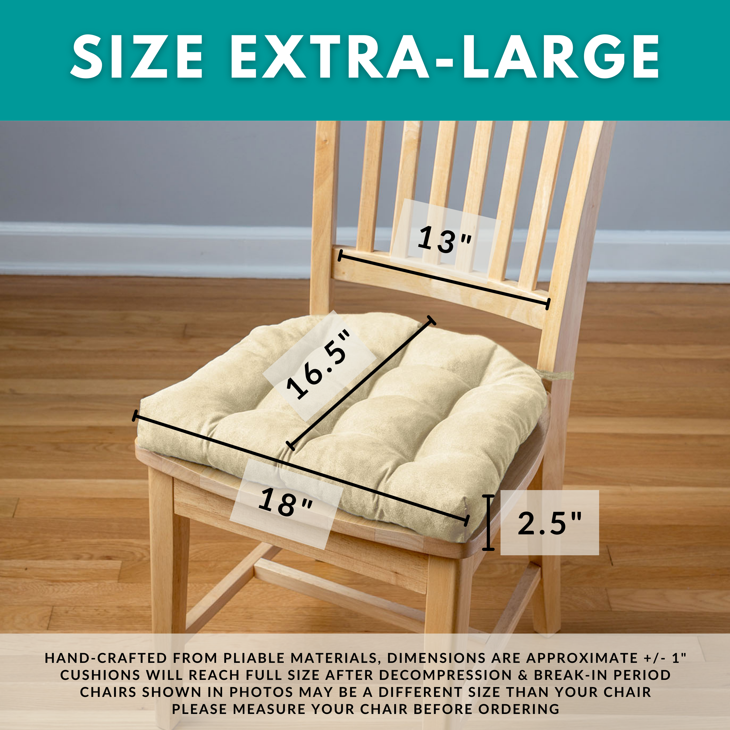 Corduroy Colonial Blue Dining Chair Pad - Never Flatten Chair Cushion Slate Blue