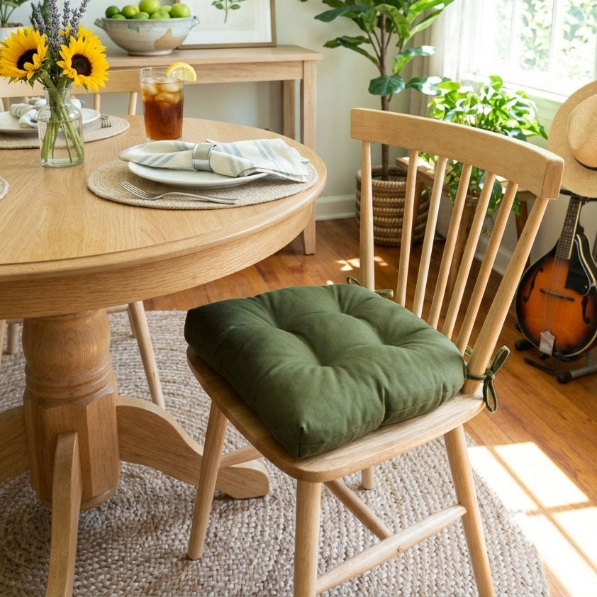 Cotton Duck Boxwood Green Extra-Thick Chair Pad