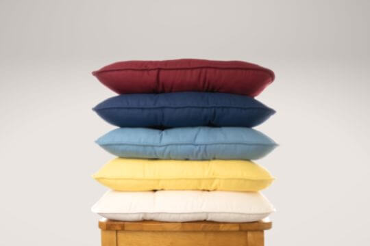 stack of extra thick cushions in 5 colors of cotton duck