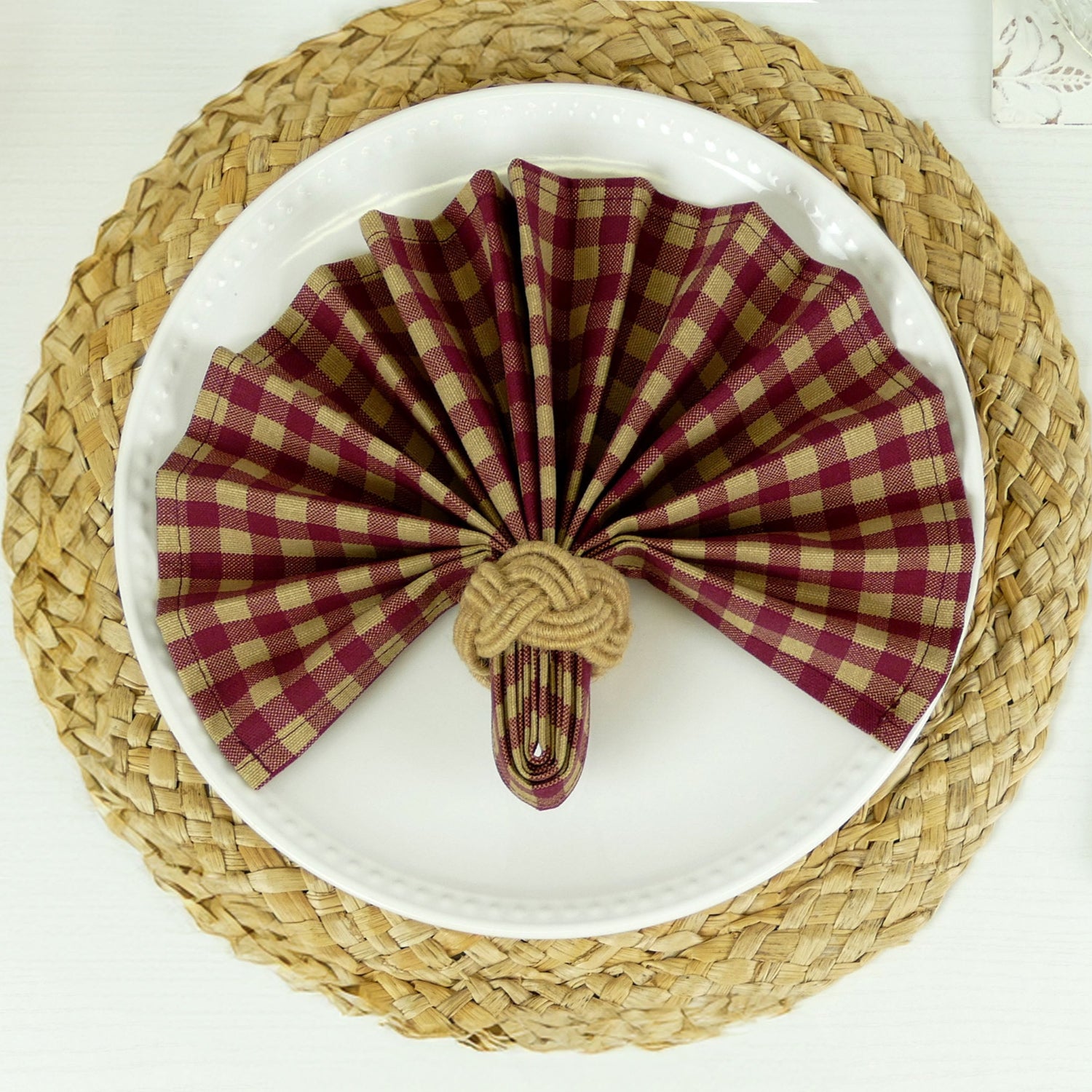 red checkered cloth napkin