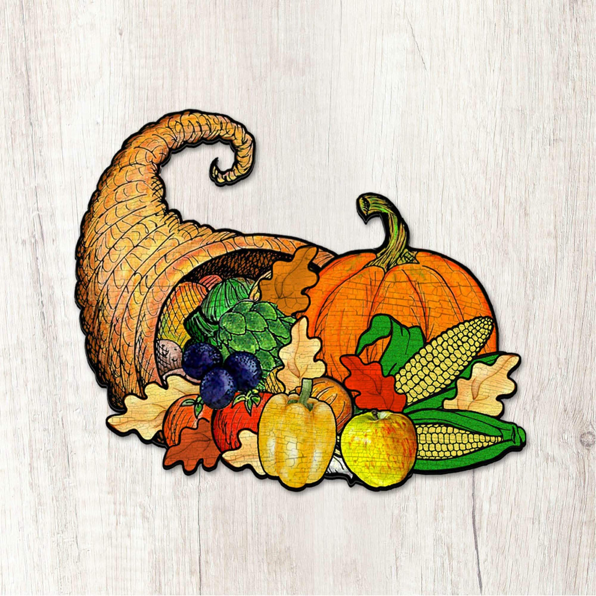 Thanksgiving Cornucopia Door Decor - Fall Pumpkins and Harvest Door Hanger