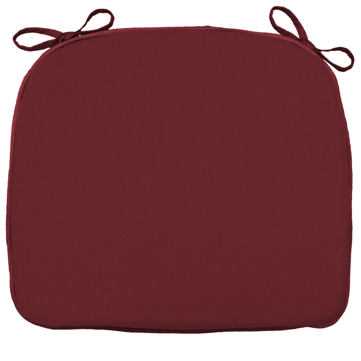 Cotton Duck Wine Flat Chair Pads  - Polyurethane Foam Fill - Welted Cranberry