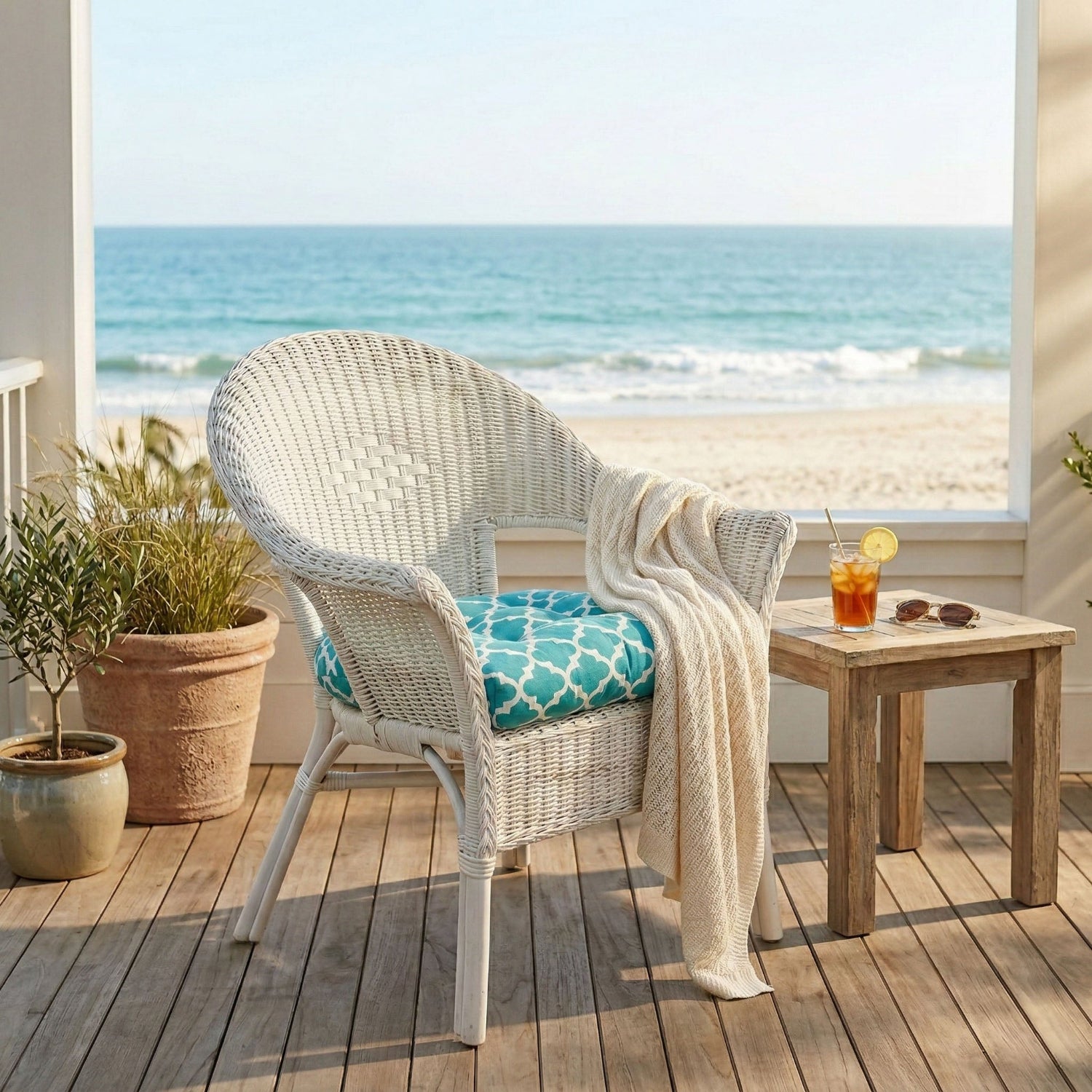 Fulton Aqua Patio Chair Cushions - Wicker Chair Cushions - Adirondack Chair Cushions