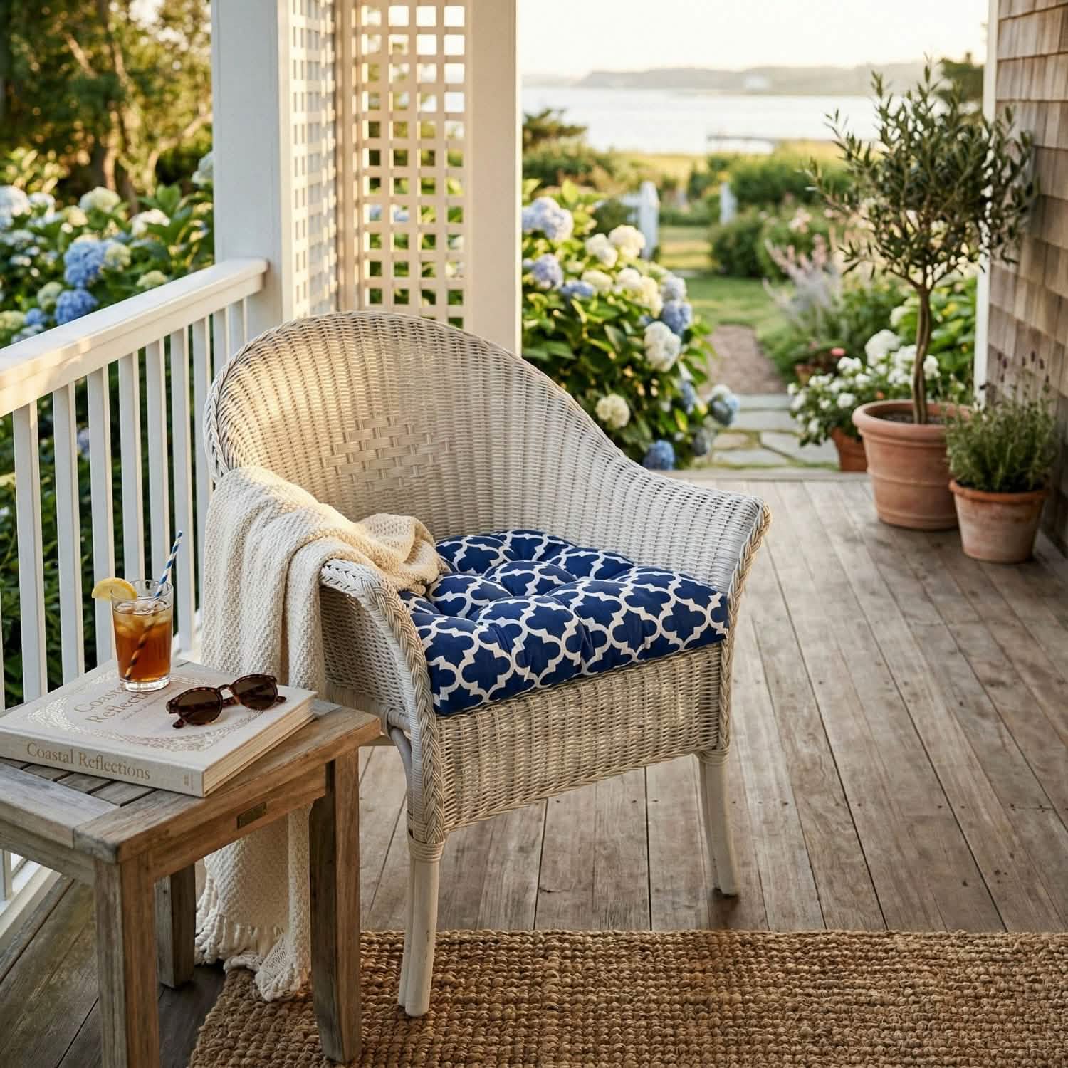 Fulton Navy Patio Chair Cushions - Wicker Chair Cushions