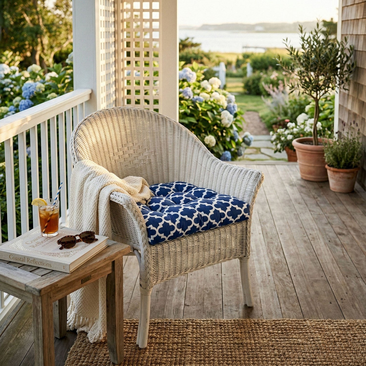 Fulton Navy Patio Chair Cushions - Wicker Chair Cushions - Adirondack Chair Cushions