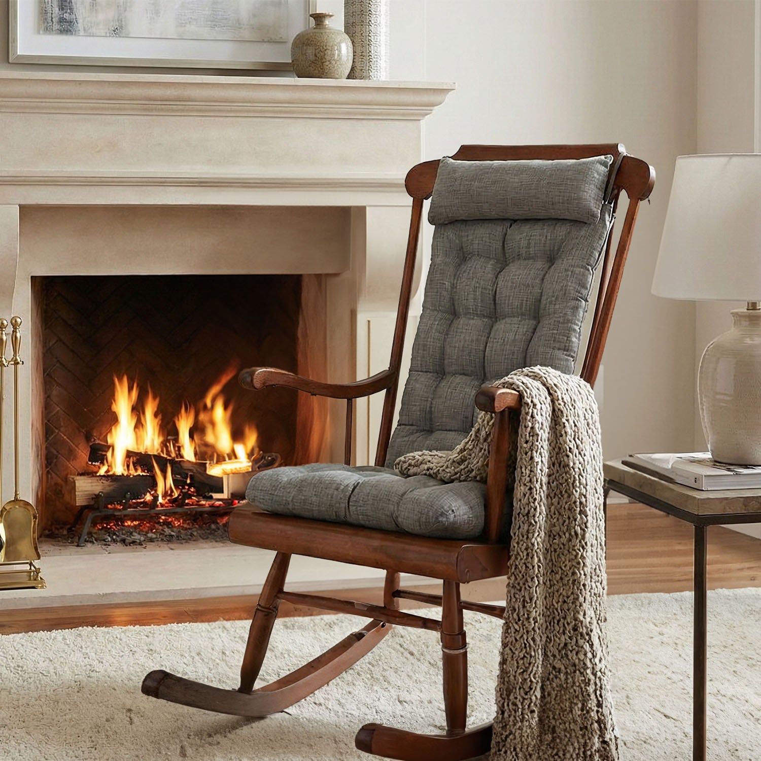 Hayden Pewter Grey Rocking Chair Cushions - Latex Foam Fill