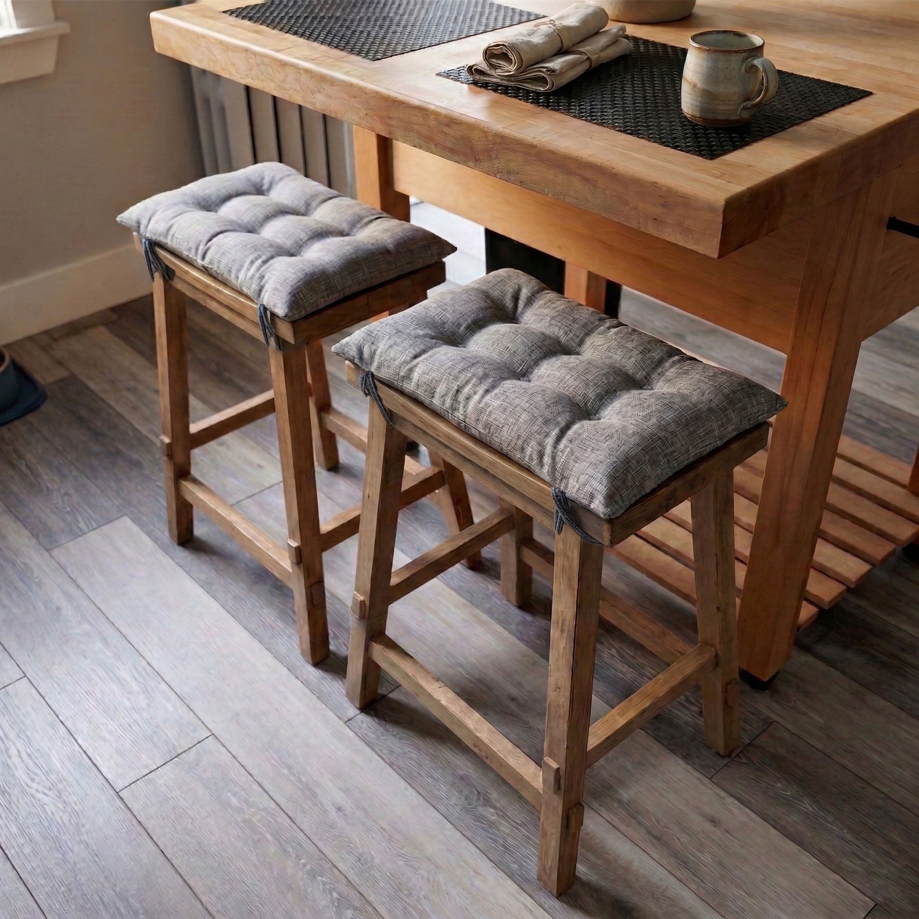 Grey Long Stool Cushion Pads