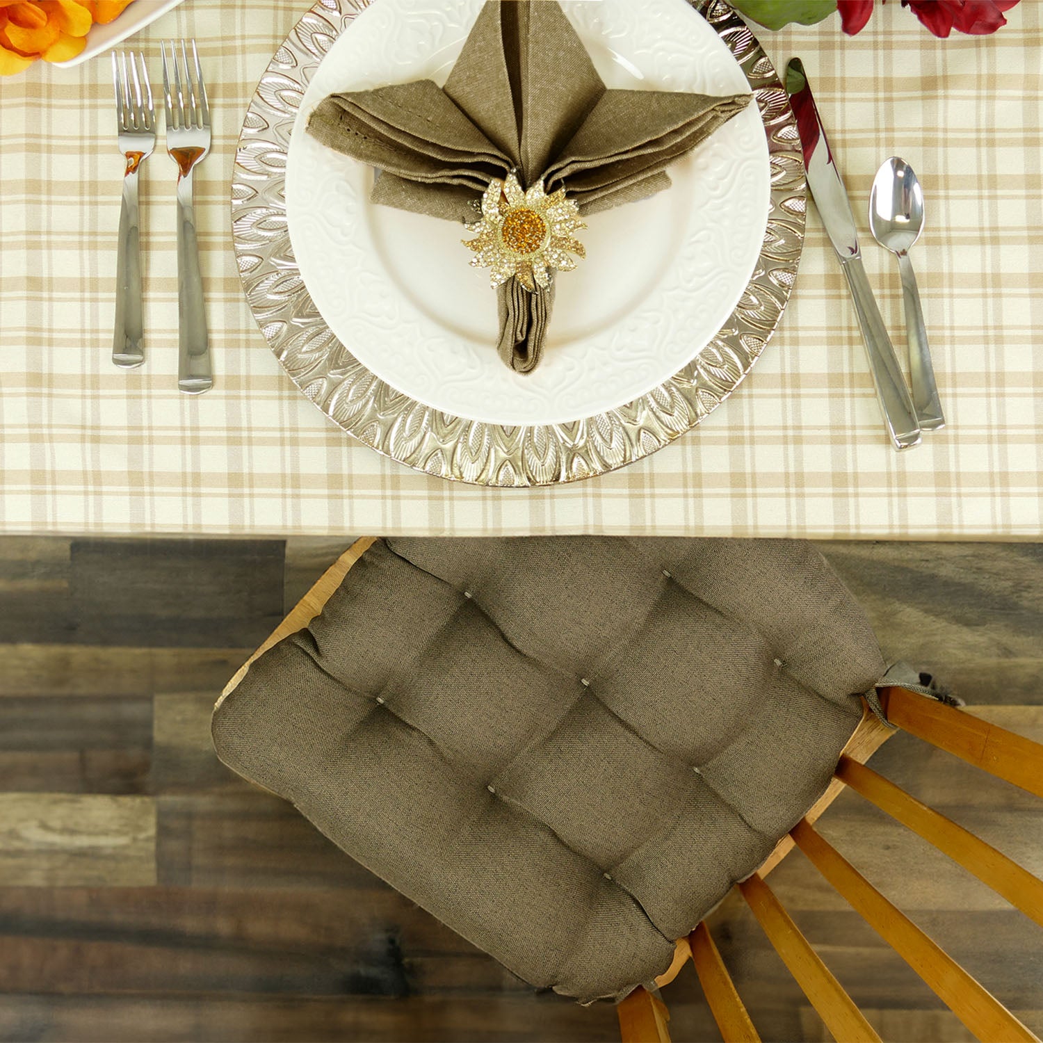 Hayden Mink Dining Chair Pads - Latex Foam Fill - Reversible