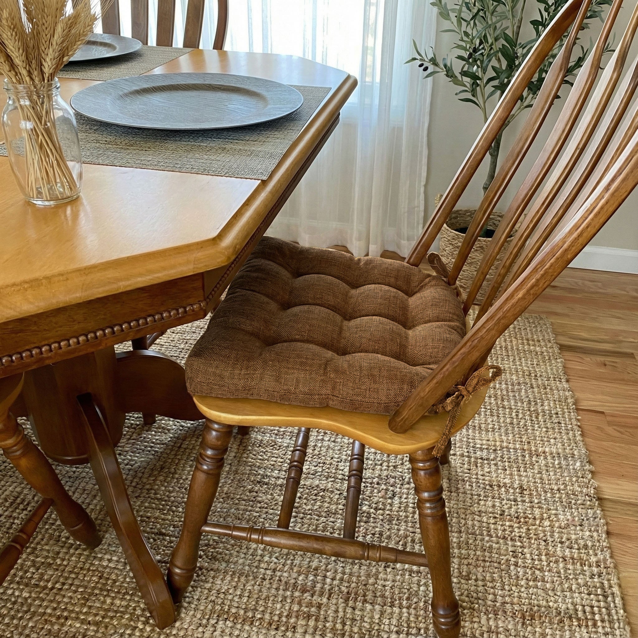 Hayden Pecan Dining Chair Pads - Latex Foam Fill - Reversible