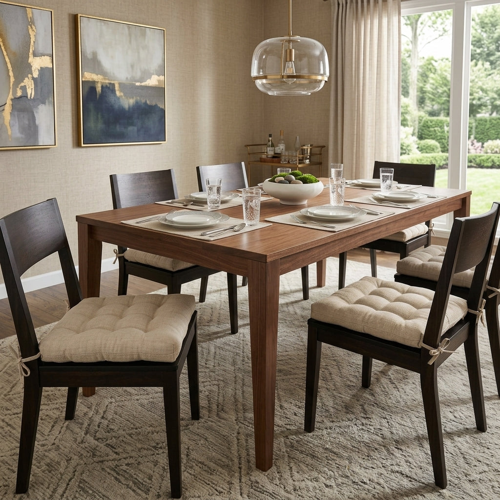 Hayden Beige Dining Chair Pads - Latex Foam Fill - Reversible