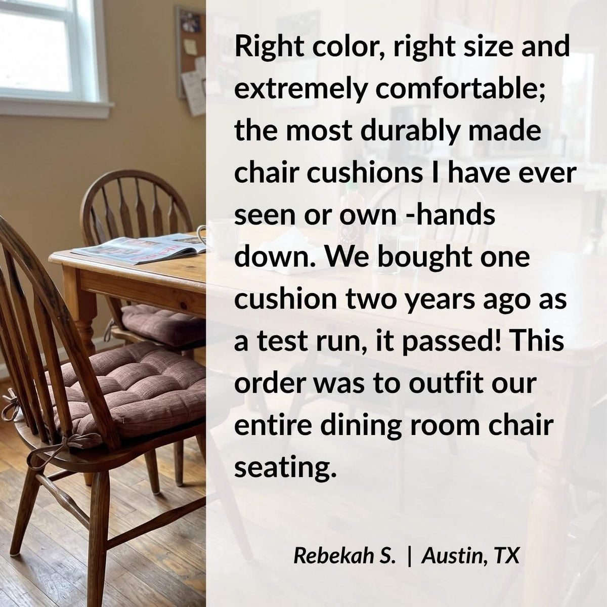 Hayden Pecan Dining Chair Pads - Latex Foam Fill - Reversible