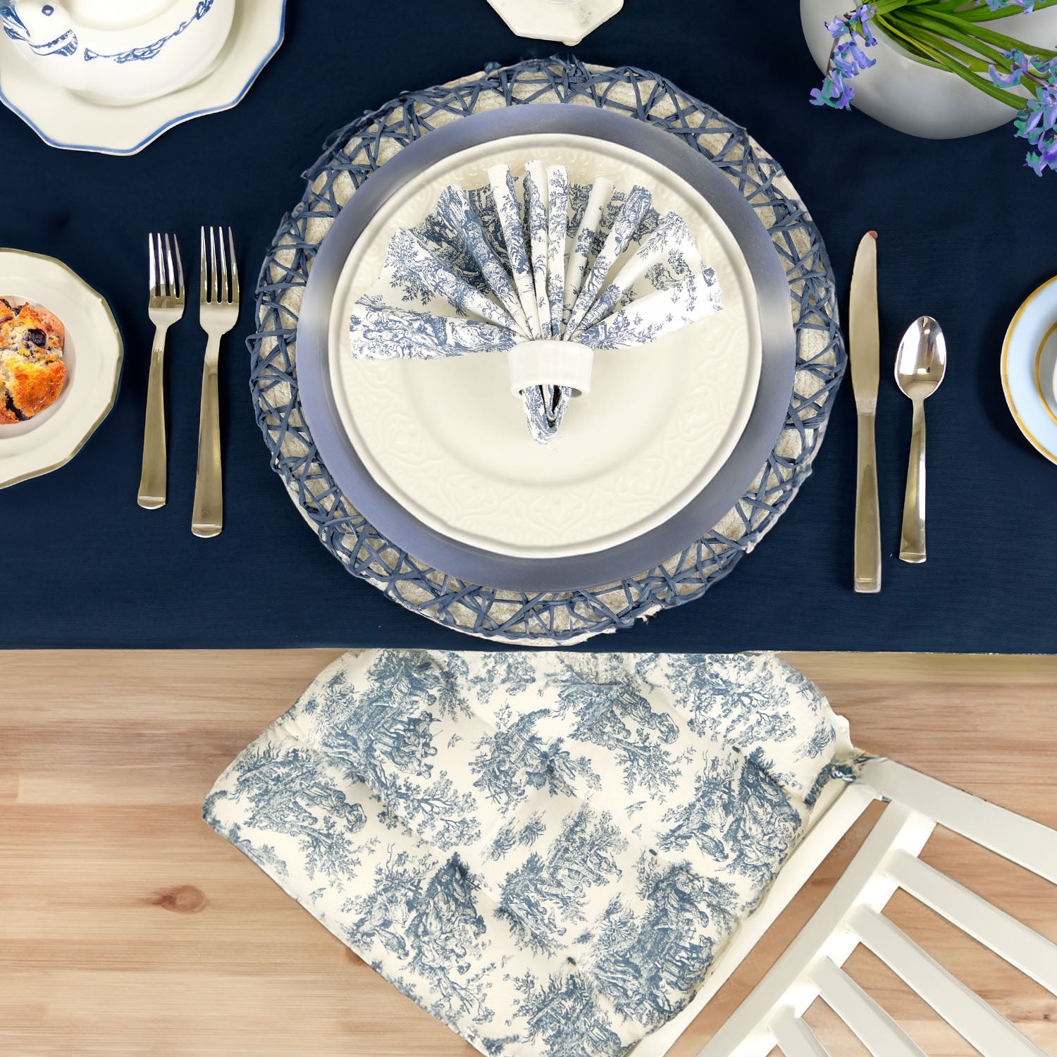 Jamille Toile Blue Cloth Napkins Set of 4