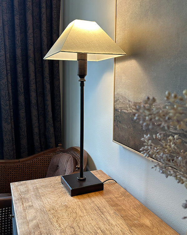 Adjustable Table Lamp Bronze 36 Inch with Ivory Shade
