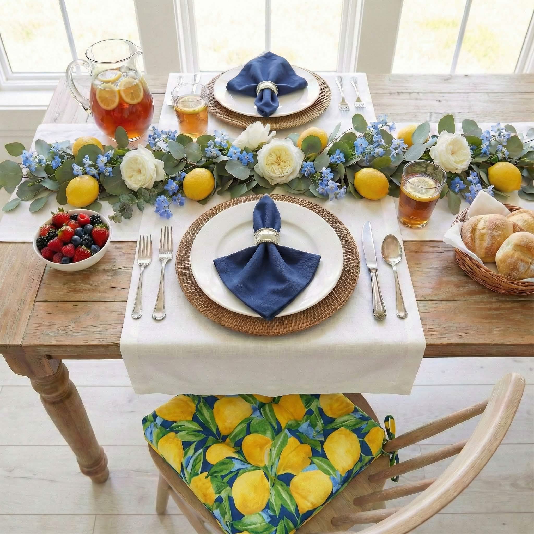 Cotton Duck Navy Blue Cloth Napkins Set of 8