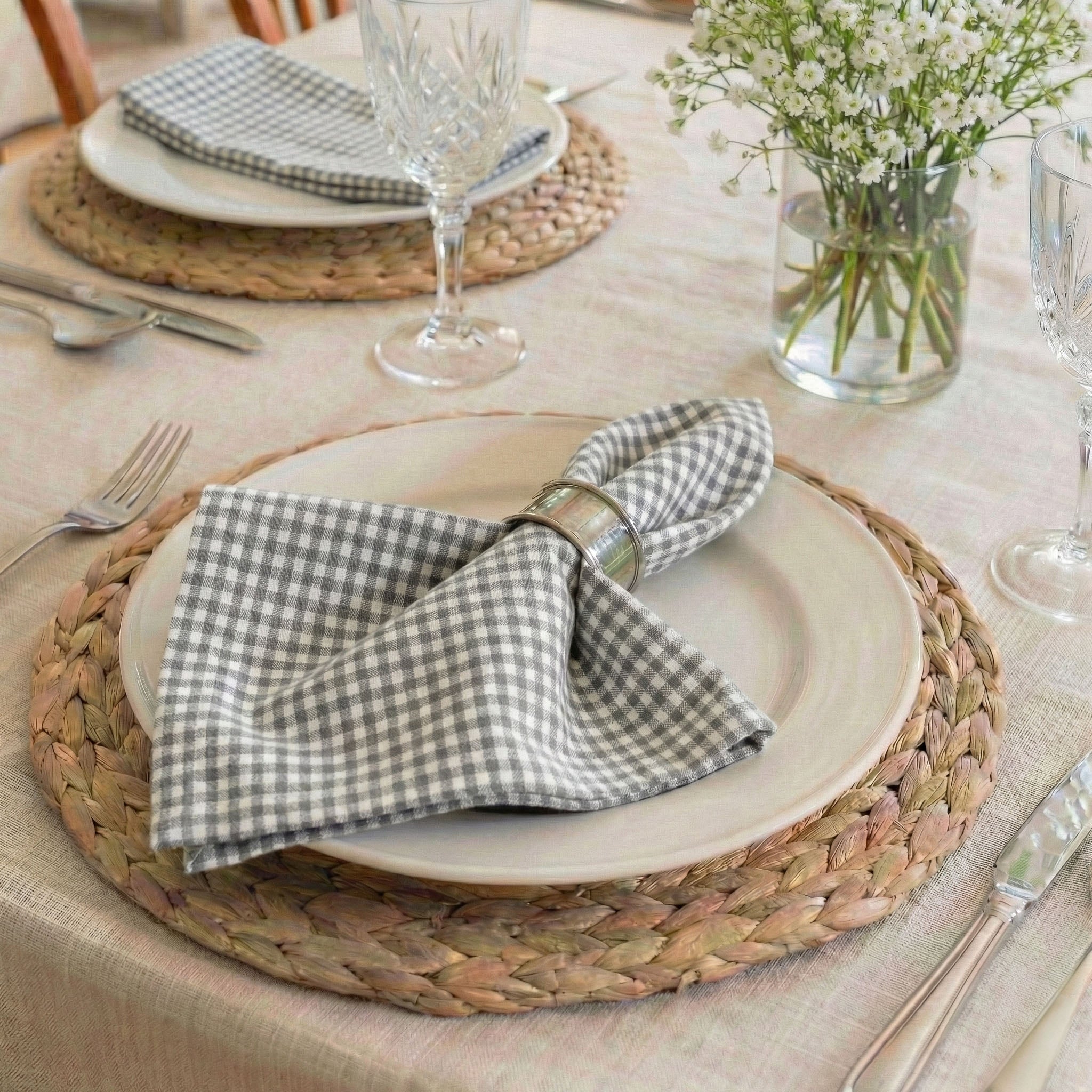 Madrid Grey Cloth Napkins Set of 4 or Set of 8