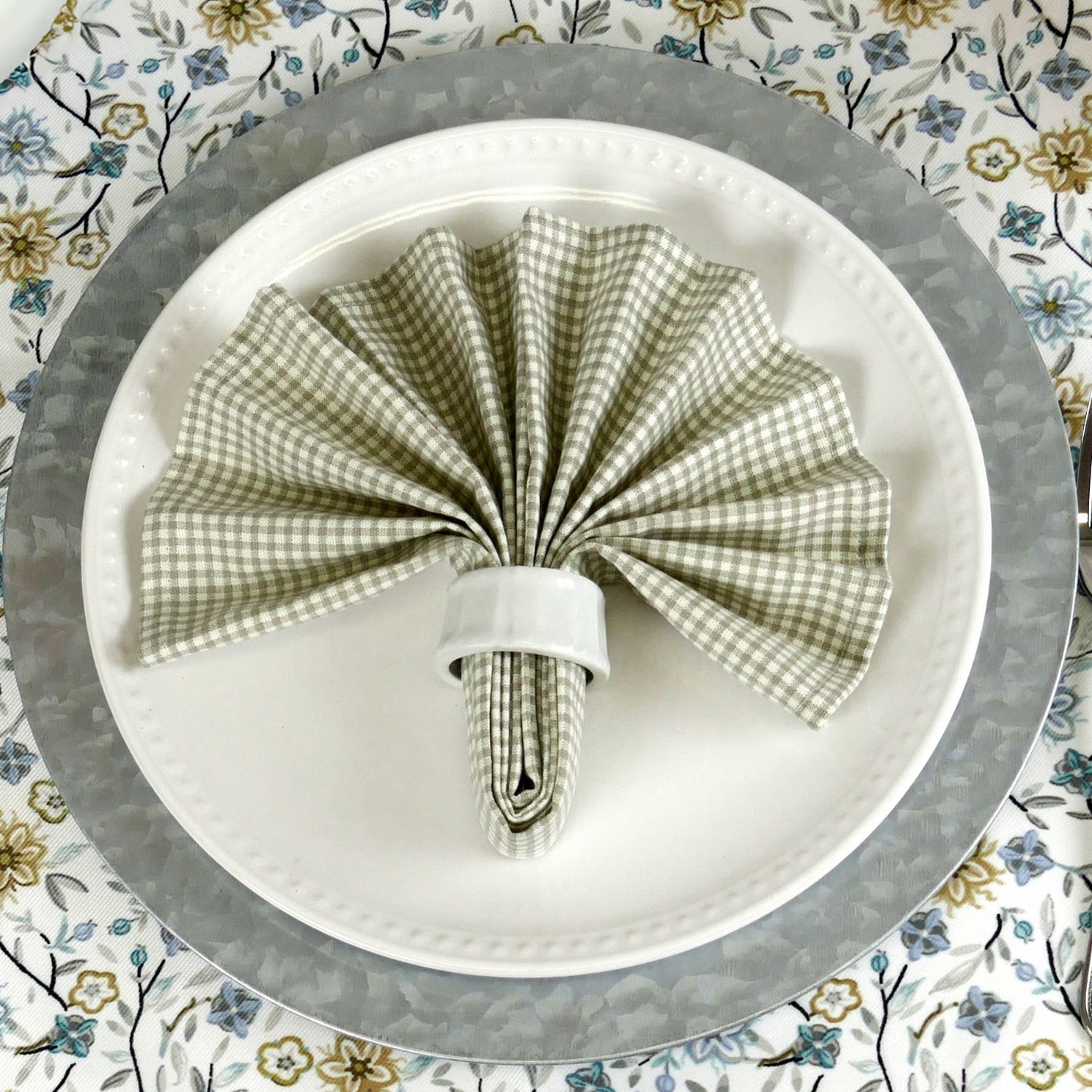 gray gingham cloth napkin