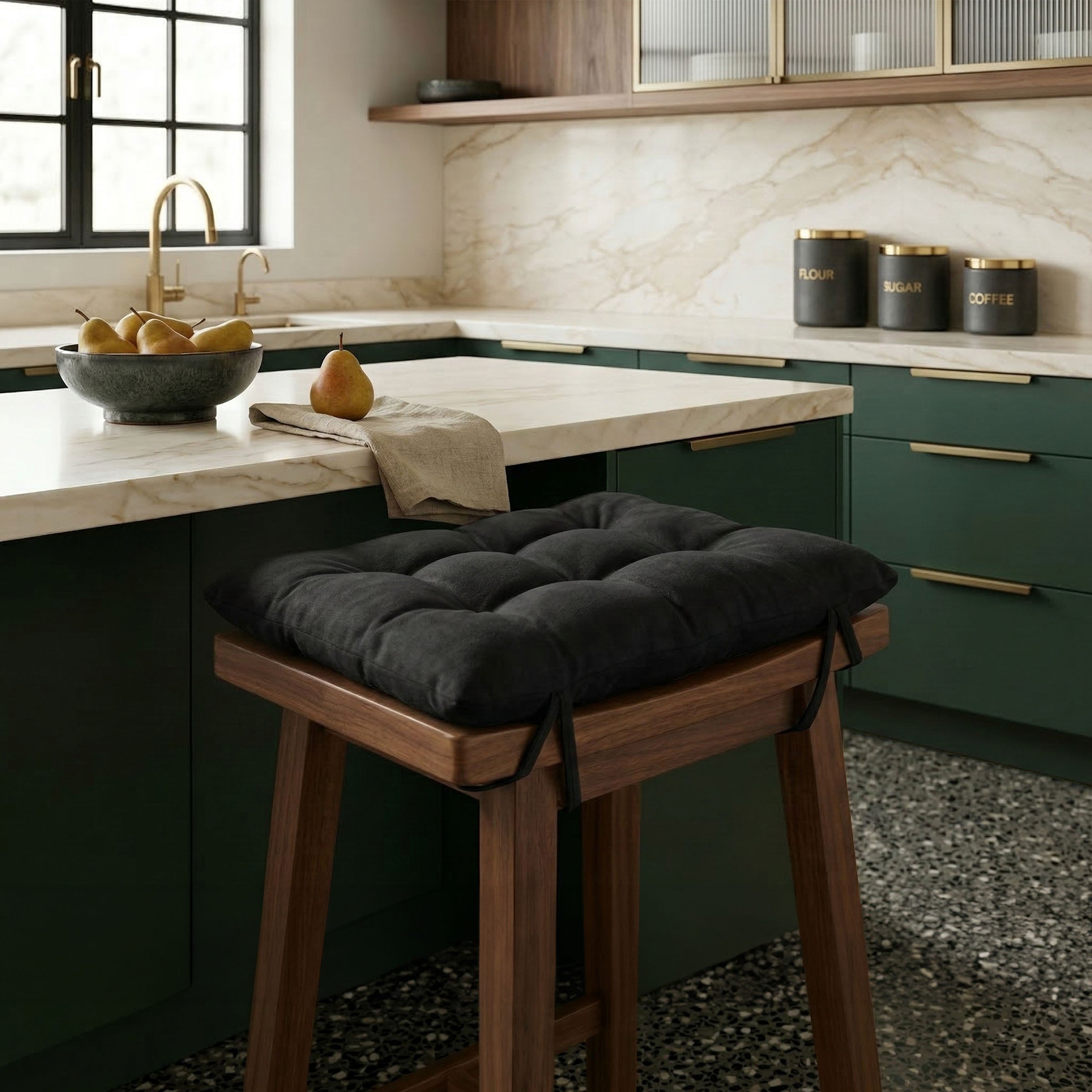 Micro-Suede Black Saddle Stool Cushions - Gaucho Stool / Satori Seat Cushions