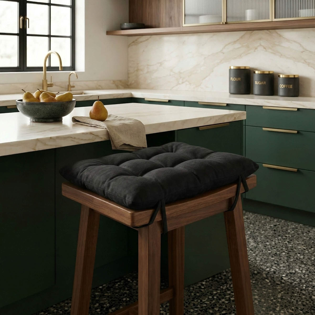 Micro-Suede Black Saddle Stool Cushions - Gaucho Stool / Satori Seat Cushions