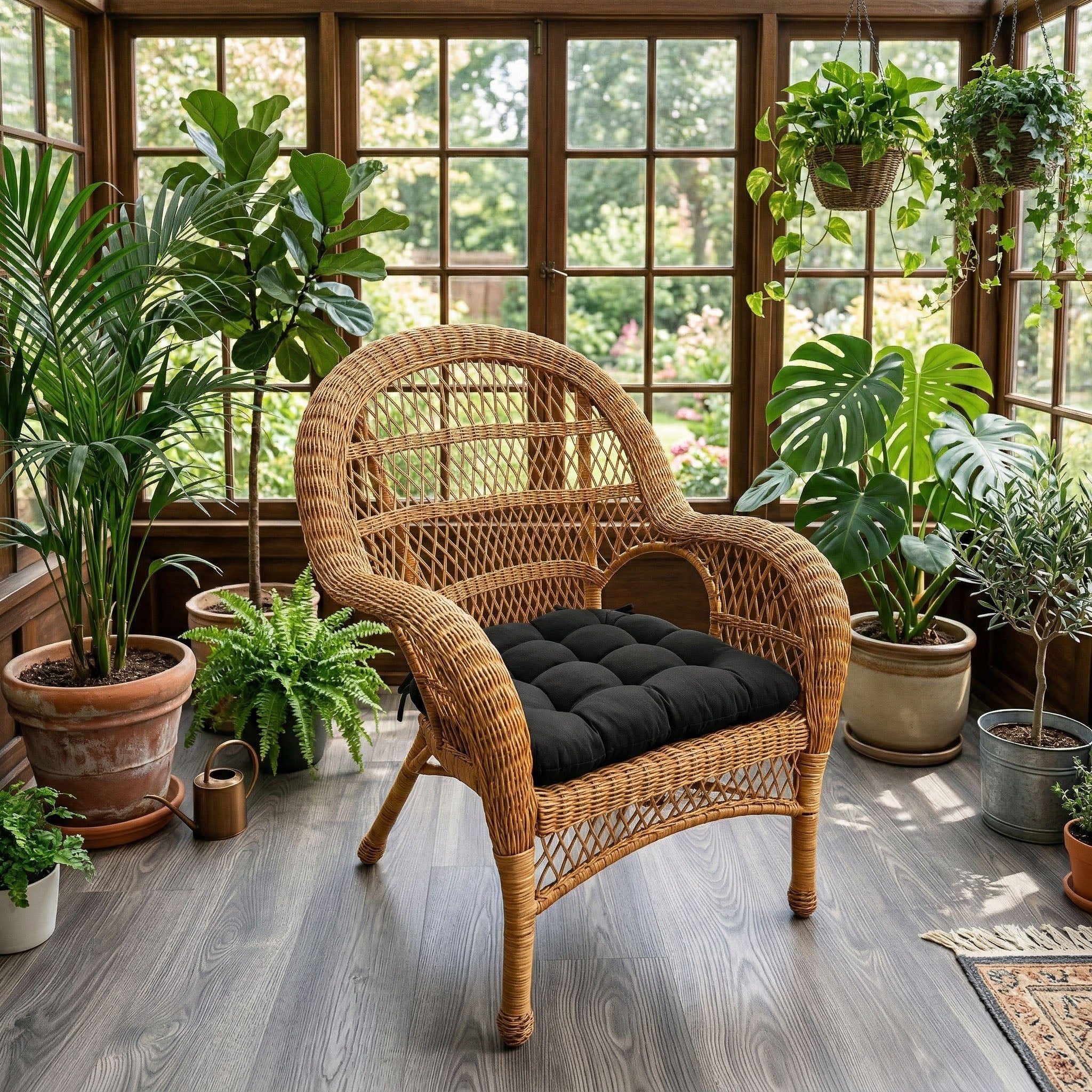 Micro-Suede Black Dining Chair Pads - Latex Foam Fill, Reversible