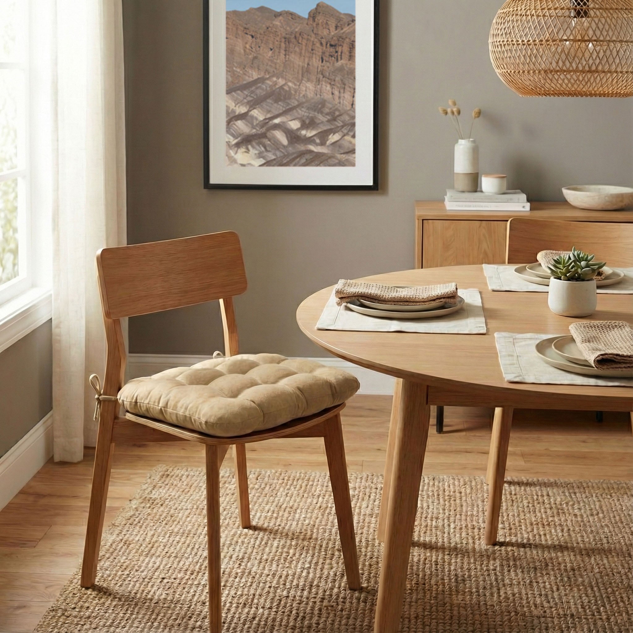 Micro-Suede Camel Dining Chair Pads - Latex Foam Fill - Solid Color Microfiber Ultra-Suede