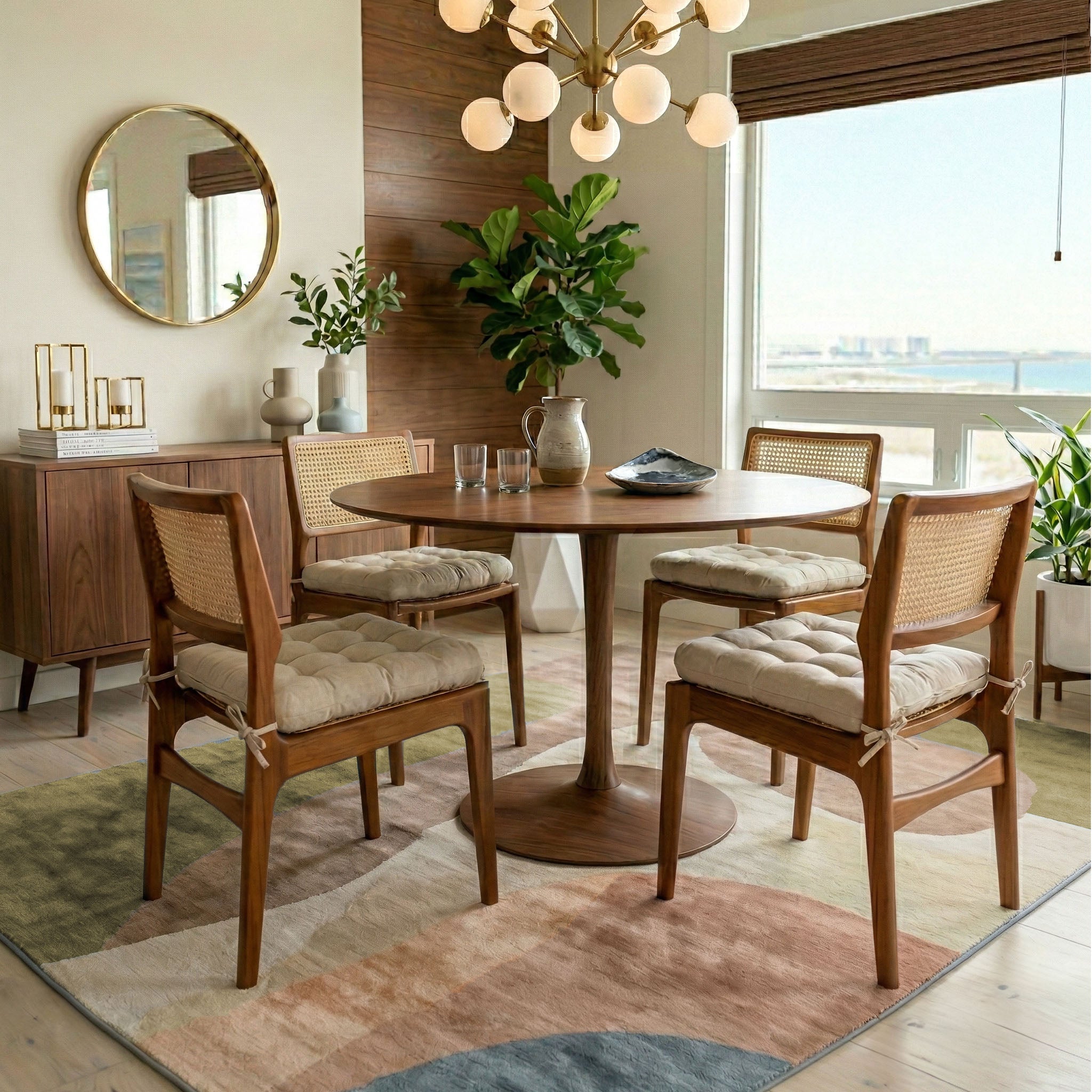 Micro-Suede Chamois Mushroom Dining Chair Pads - Latex Foam Fill - Solid Color Microfiber Ultra-Suede