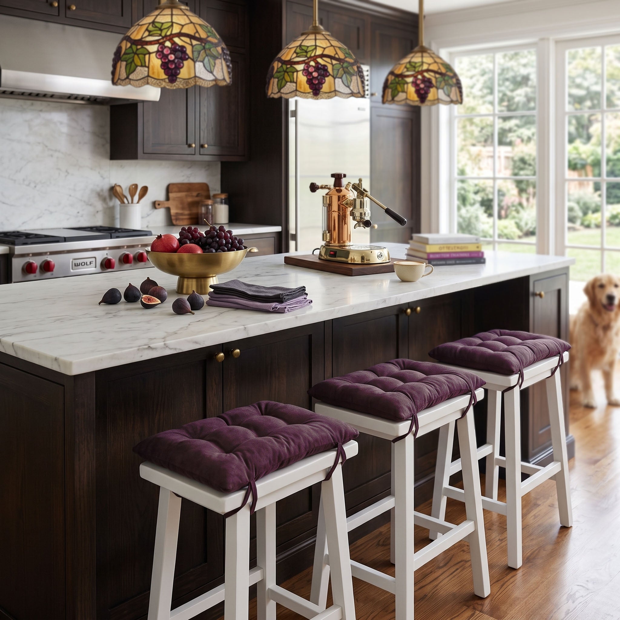 Microsuede Eggplant Saddle Stool Cushions - Gaucho Stool / Satori Seat Cushions
