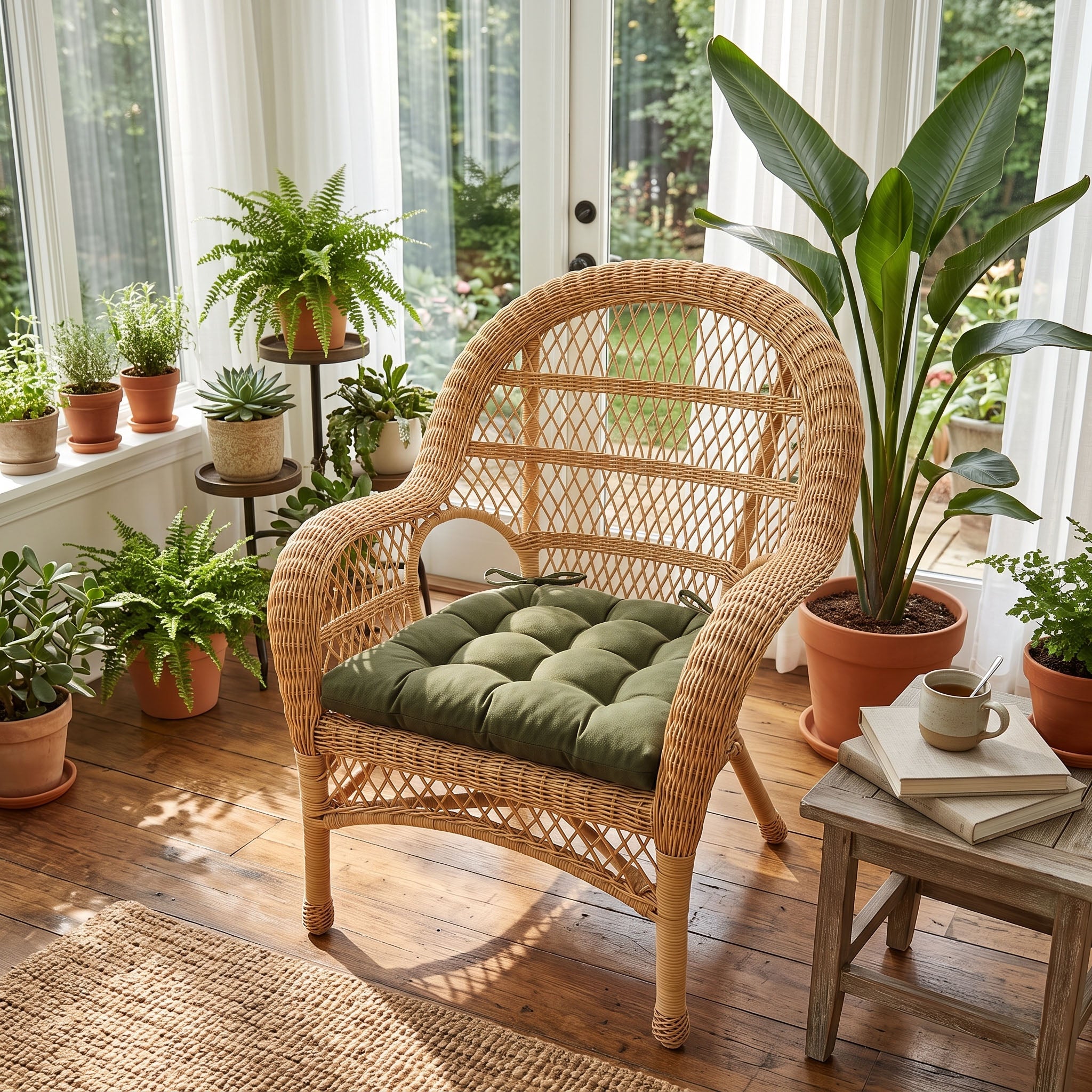 Micro-Suede Laurel Green Dining Chair Pads - Latex Foam Fill, Reversible
