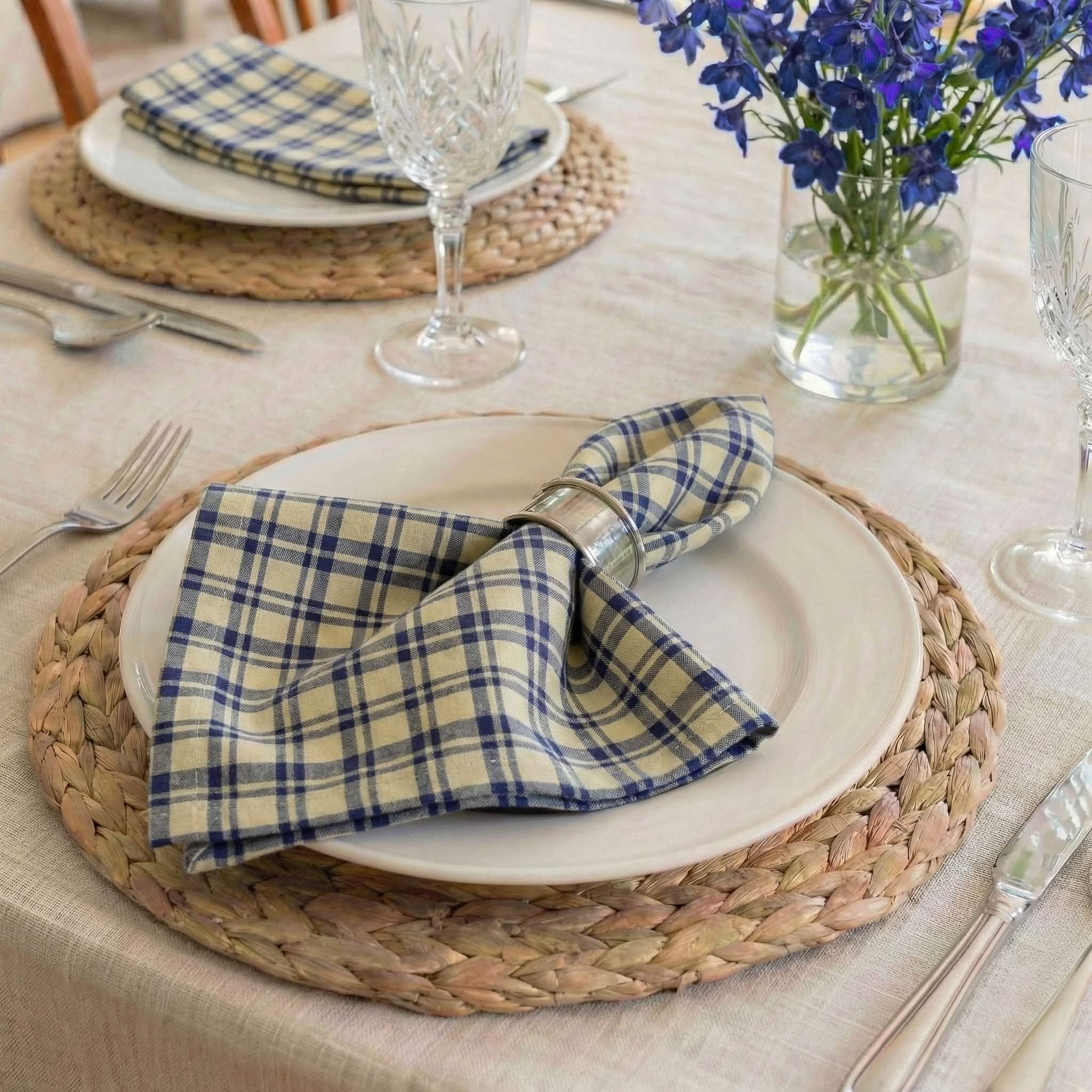 Montgomery Blue Cloth Napkins - Set of 8