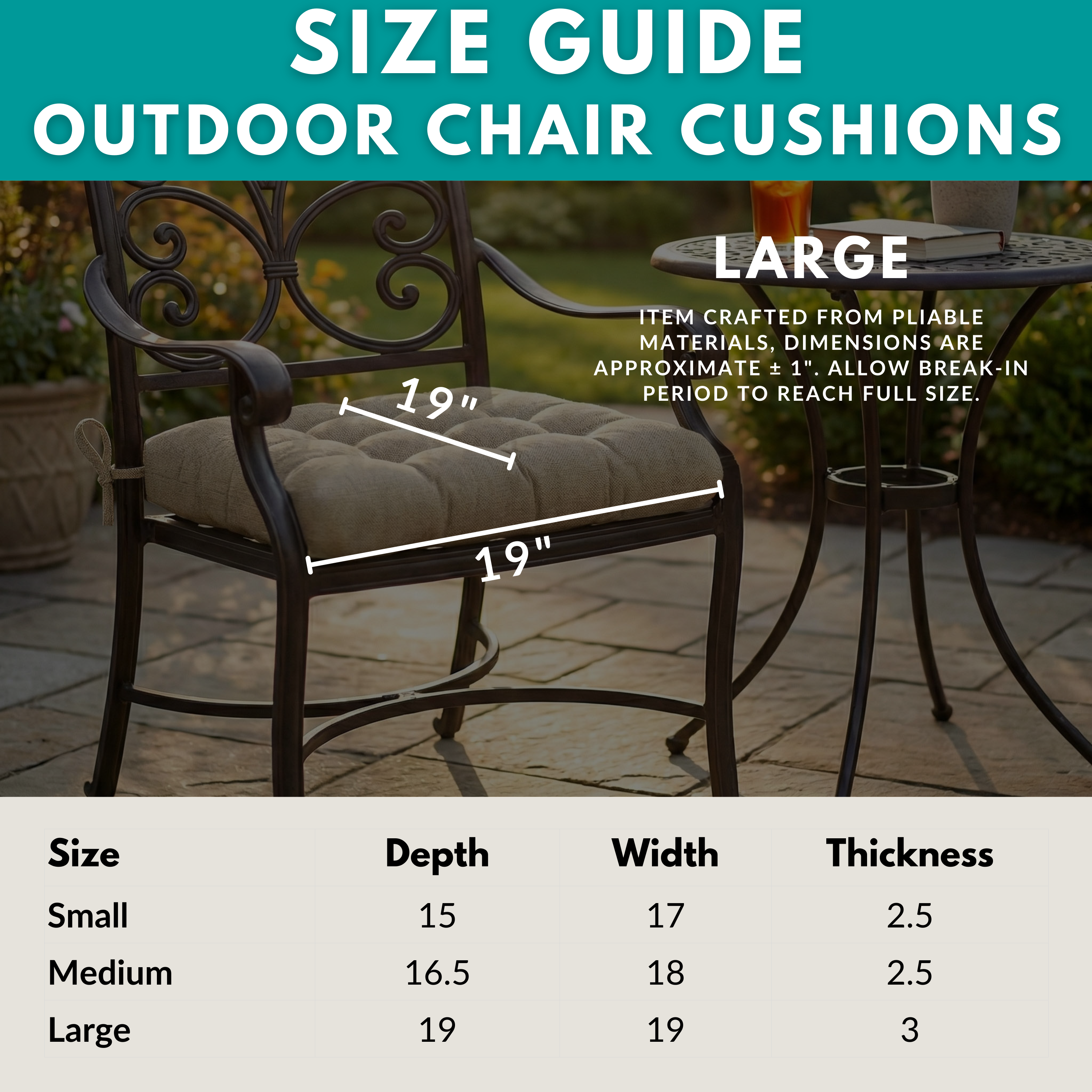 Sylvan Teal Indoor / Outdoor Dining Chair Pads & Patio Cushions