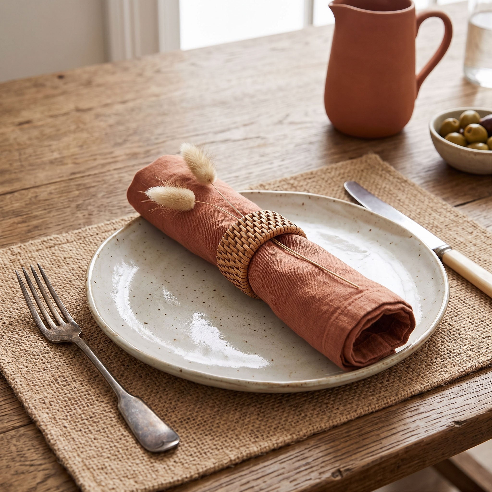 Hand Woven Rattan Napkin Ring - Set of 4