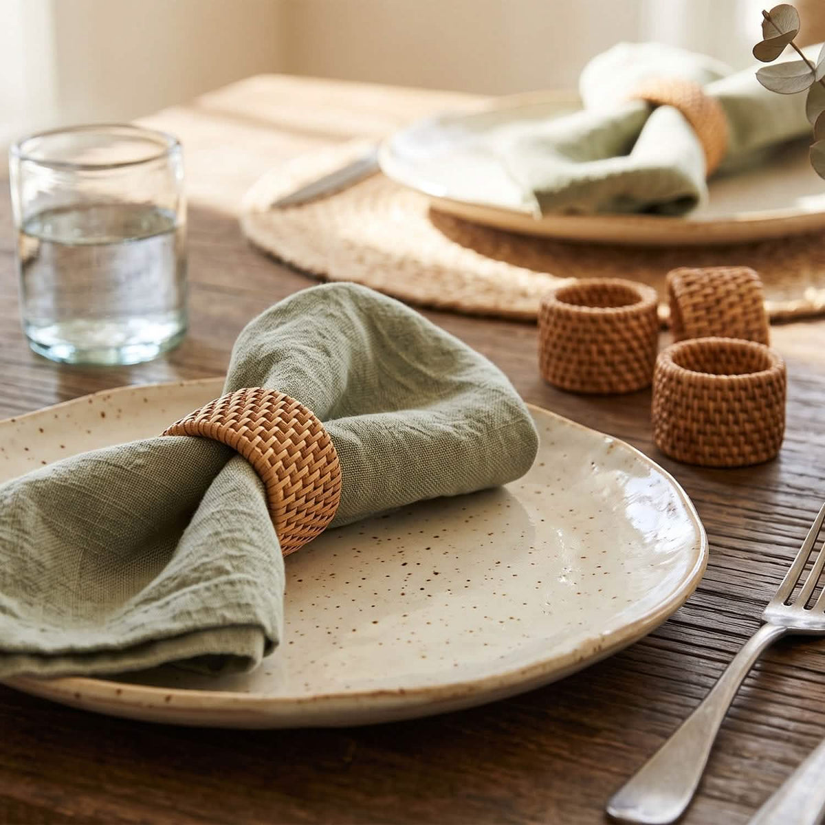 Hand Woven Rattan Napkin Ring - Set of 4