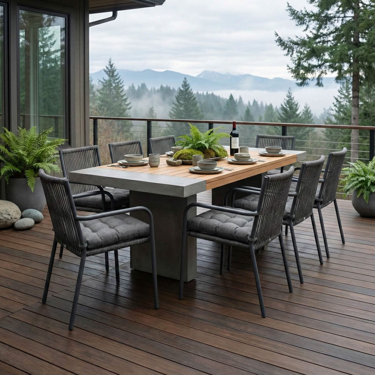 Rave Graphite Grey Indoor / Outdoor Dining Chair Pads & Patio Cushions