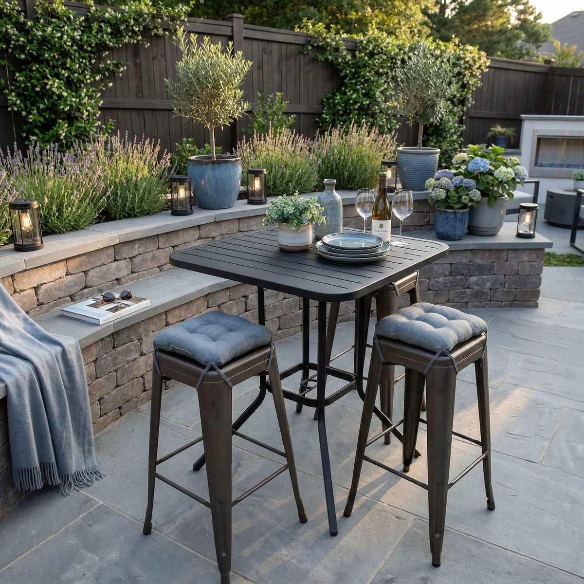 Rave Graphite Grey Square Industrial Bar Stool Cushion - 12"