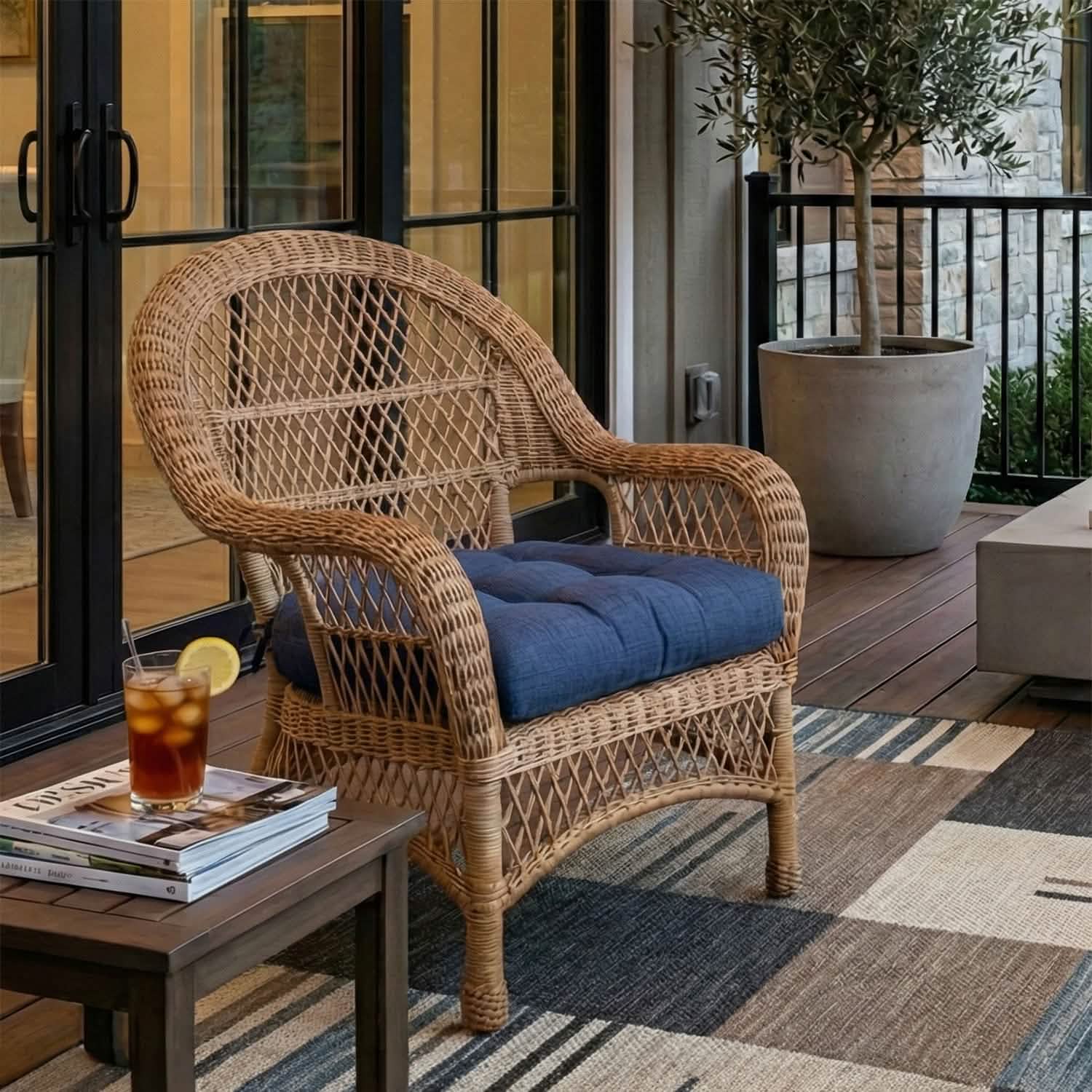 Rave Indigo Blue Patio Chair Cushions - Wicker Chair Cushions