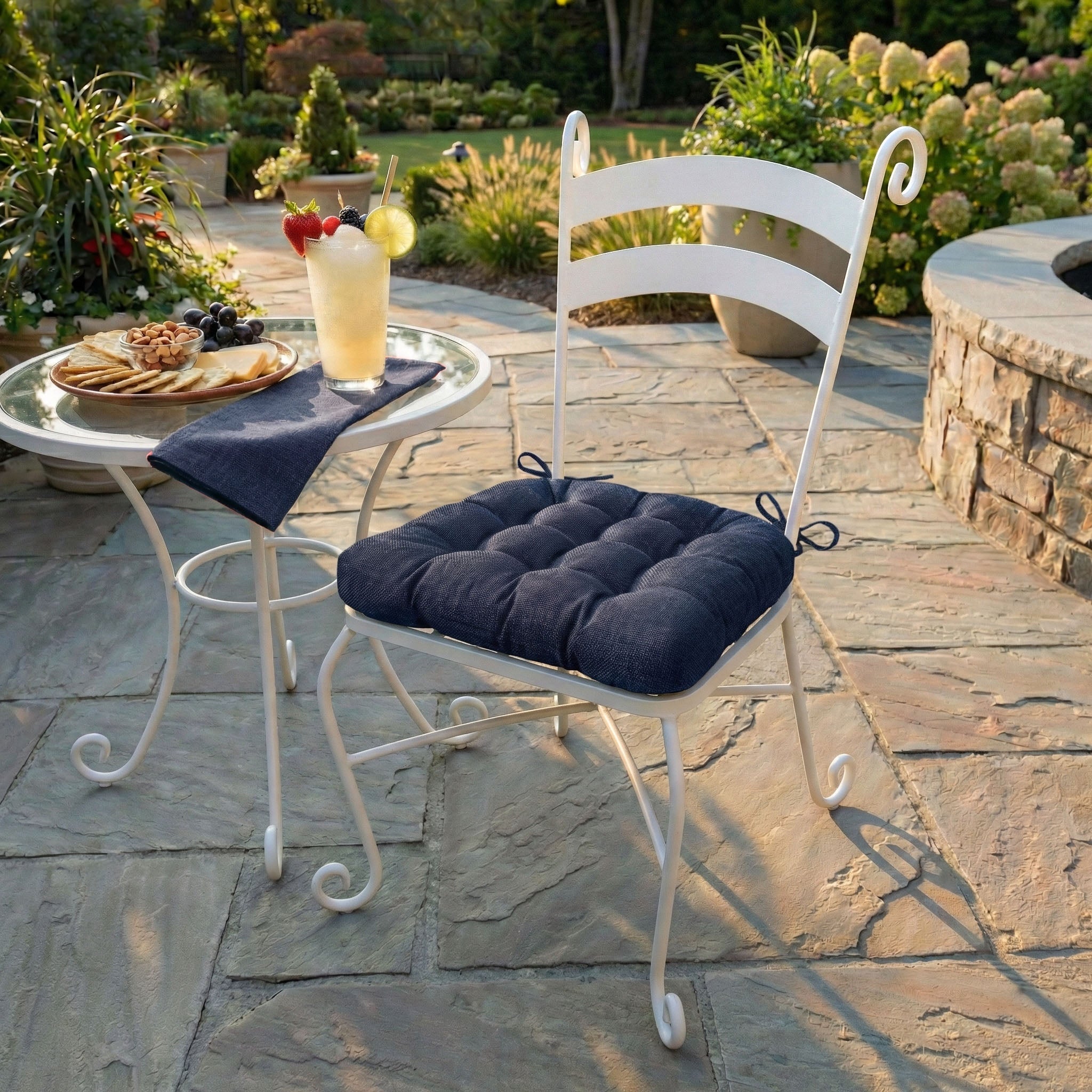 Rave Indigo Blue Indoor / Outdoor Dining Chair Cushions & Patio Chair Cushions