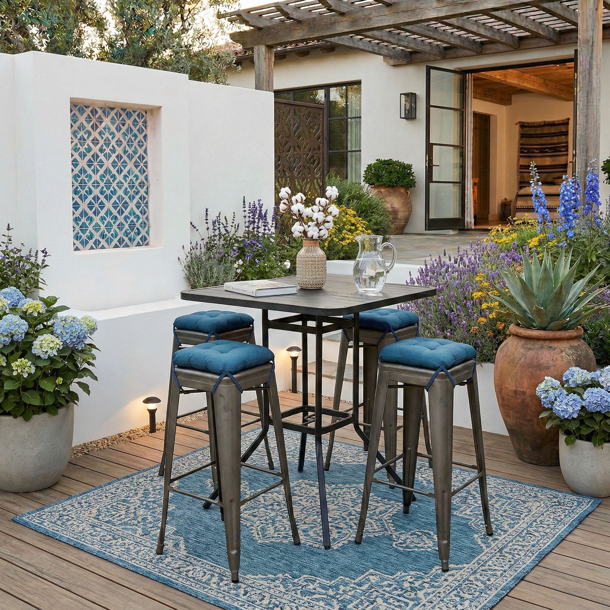 Rave Pacific Blue Square Industrial Bar Stool Cushion - 12"