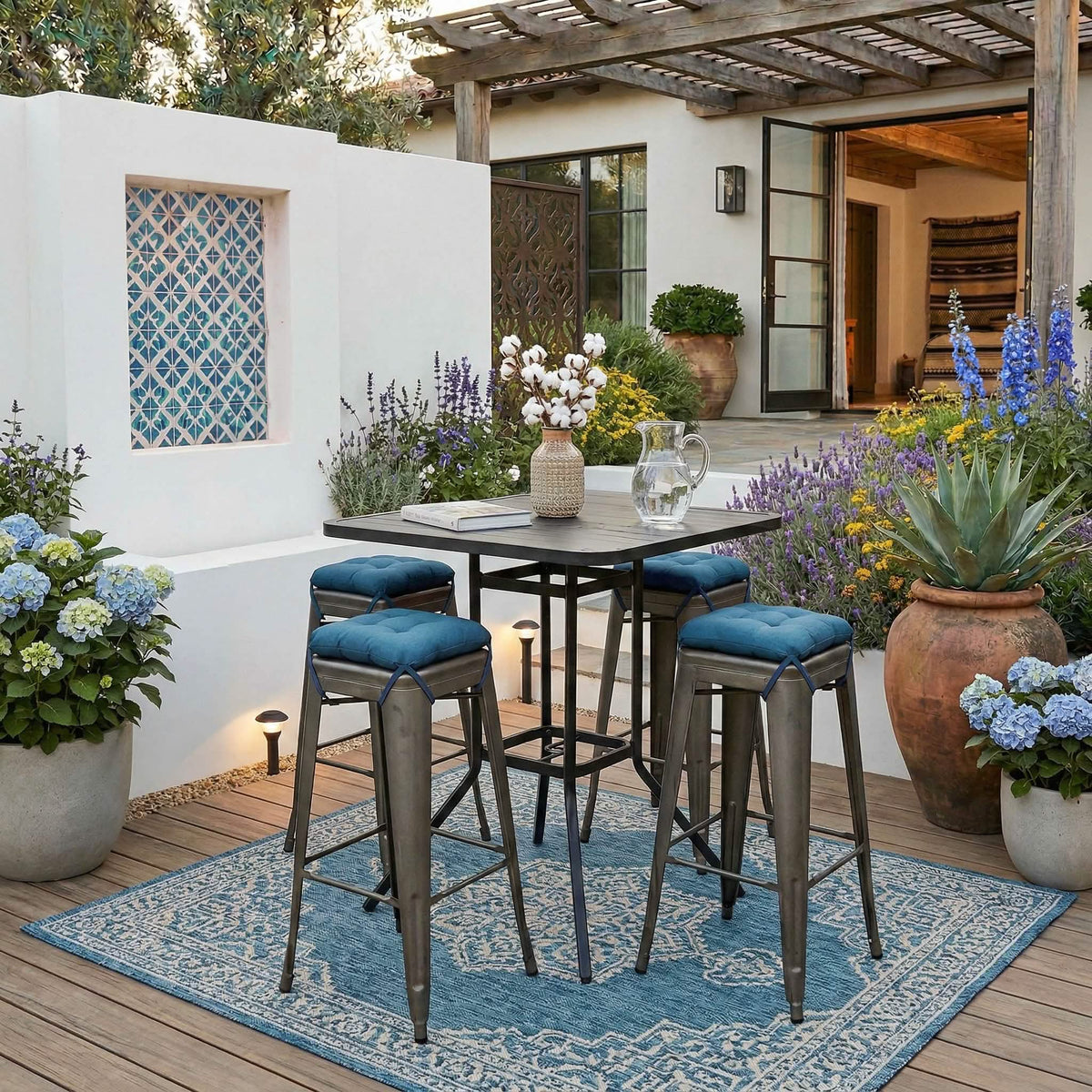 Rave Pacific Blue Square Industrial Bar Stool Cushion - 12"