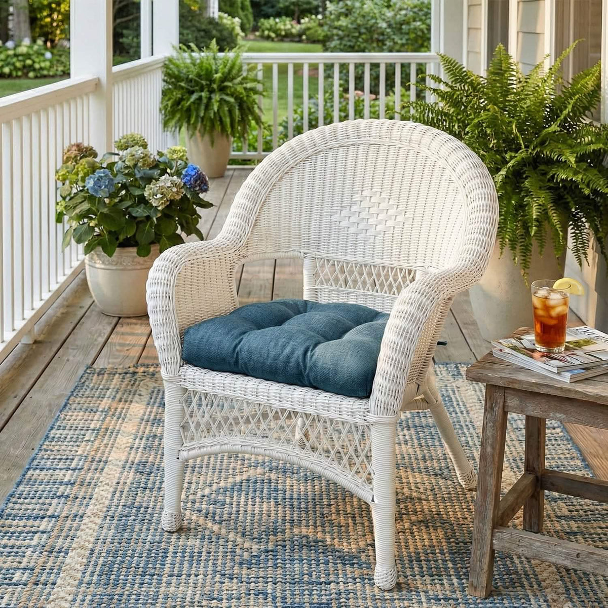 Rave Pacific Blue Patio Chair Cushions - Wicker Chair Cushions - Adirondack Chair Cushions