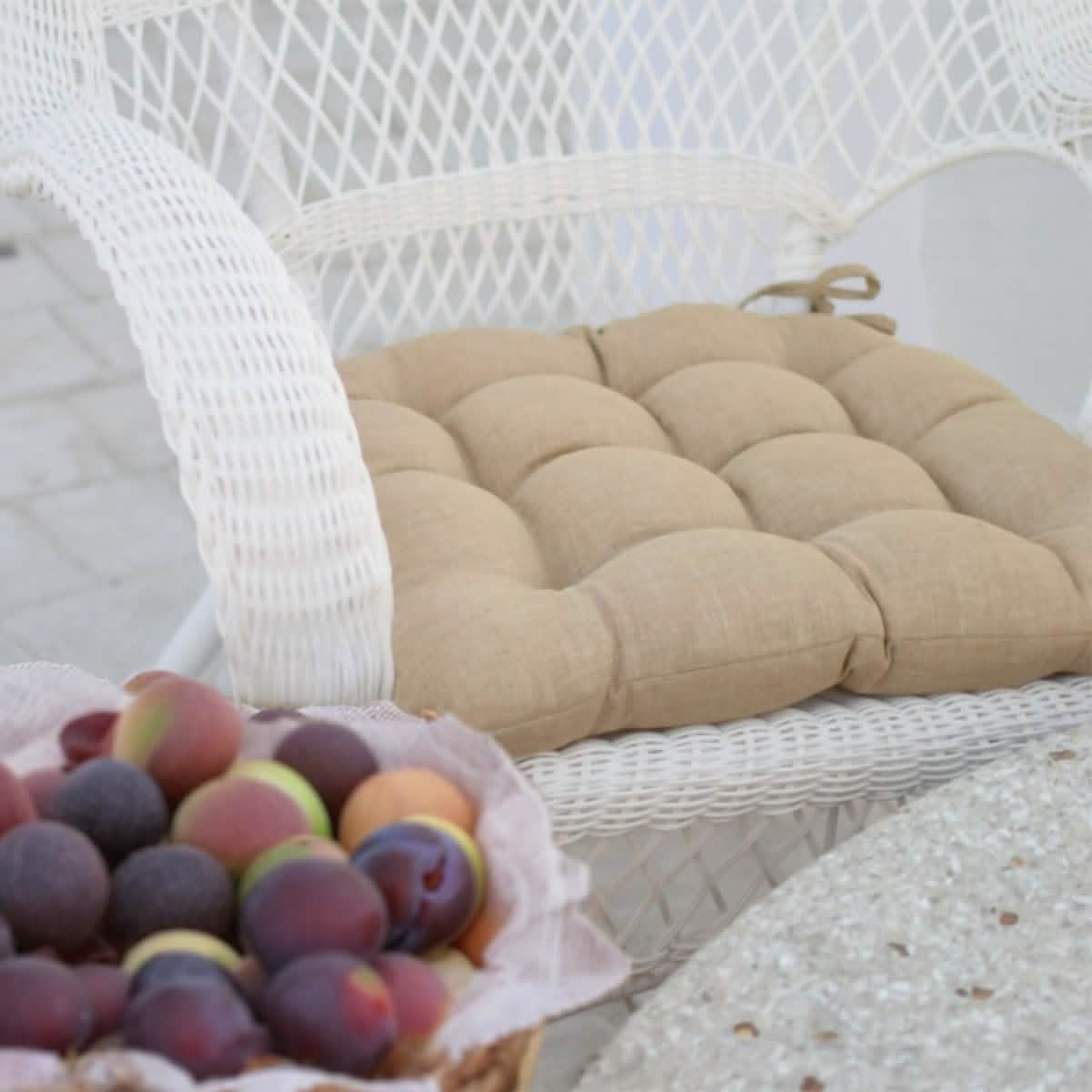 Rave Sand Indoor / Outdoor Dining Chair Pads - Latex Foam Fill, Solid Neutral Color