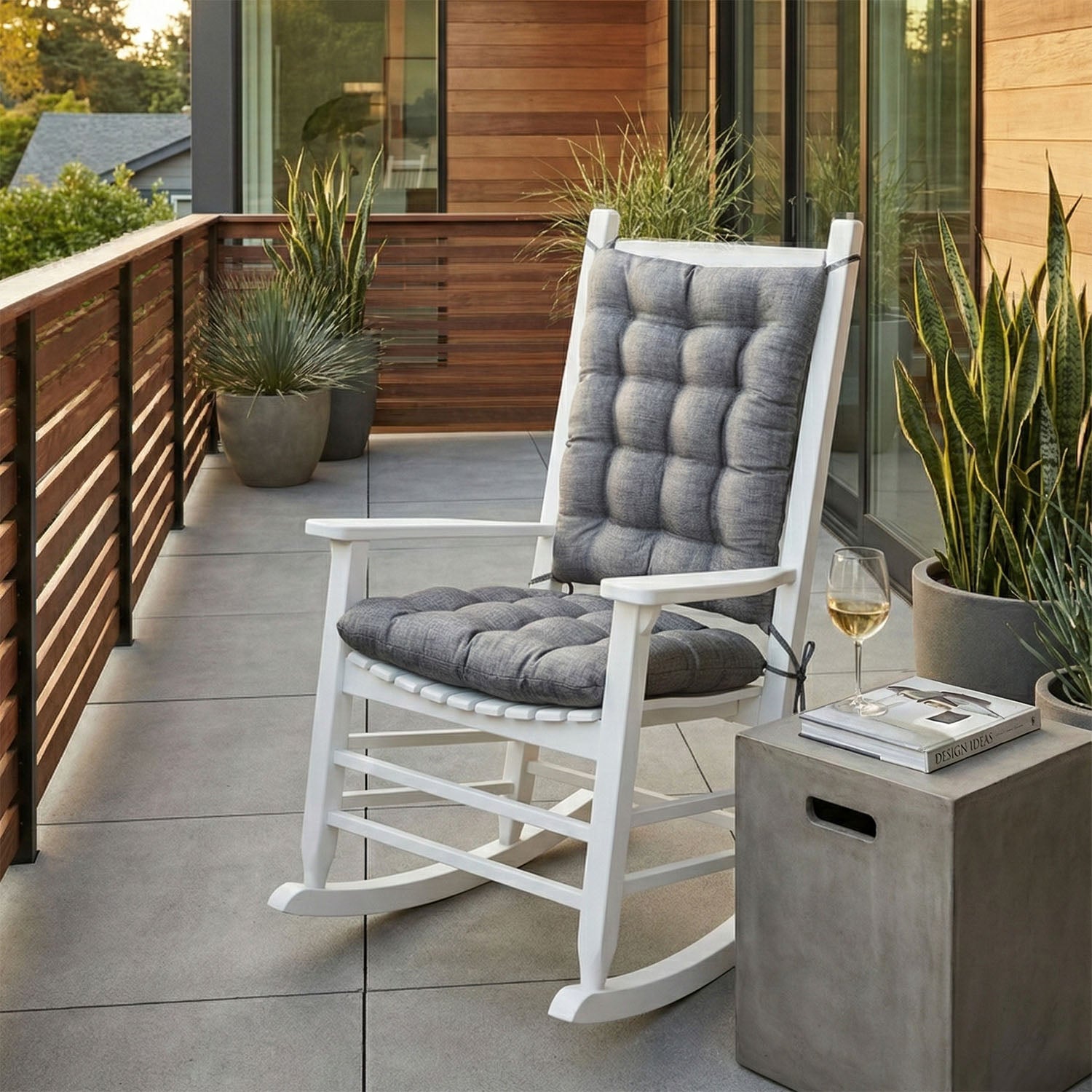 Rave Graphite Grey Porch Rocker Cushions - Indoor/Outdoor - Latex Foam Fill