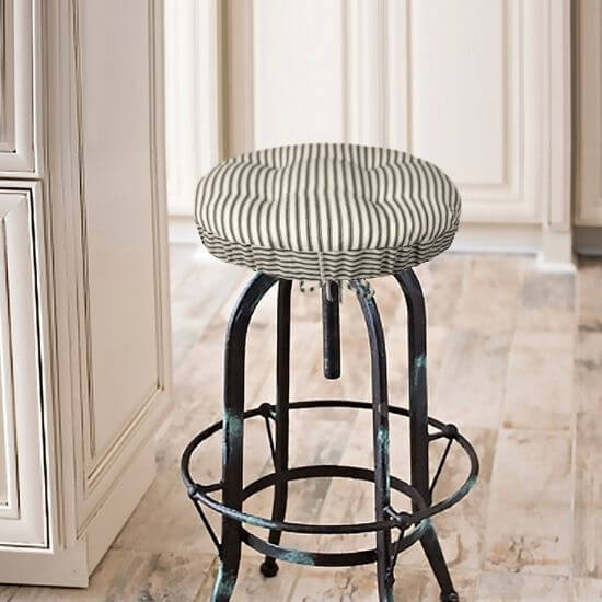 round barstool cushion on kitchen bar stool